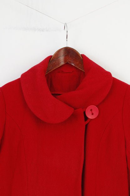 New Look Femme Manteau Rouge Col En Laine Manches Longues Vintage Bas Haut Élégant