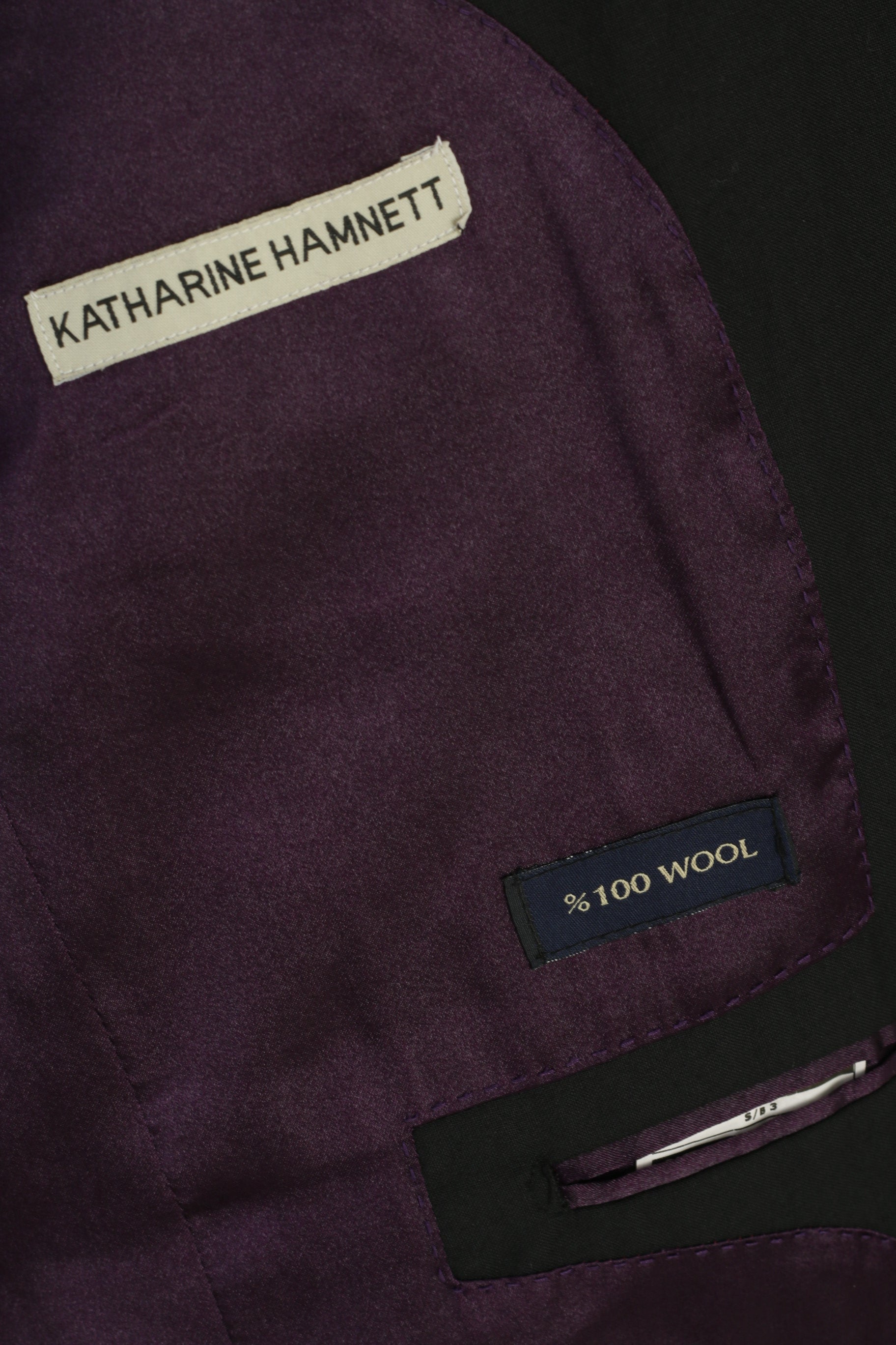 Katharine Hamnett Men 42 Blazer Black Wool Single Breasted Vintage Jacket