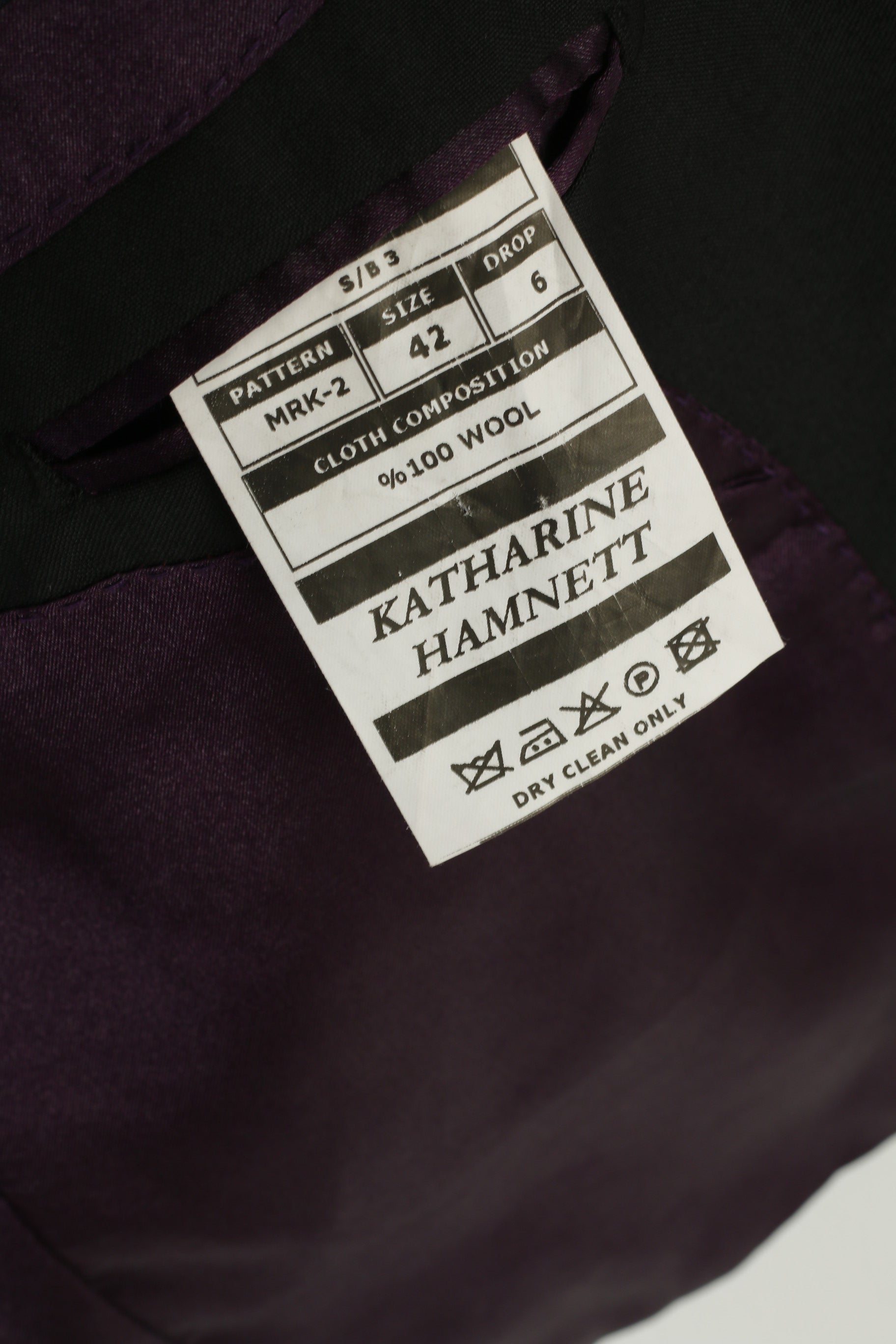 Katharine Hamnett Men 42 Blazer Black Wool Single Breasted Vintage Jacket