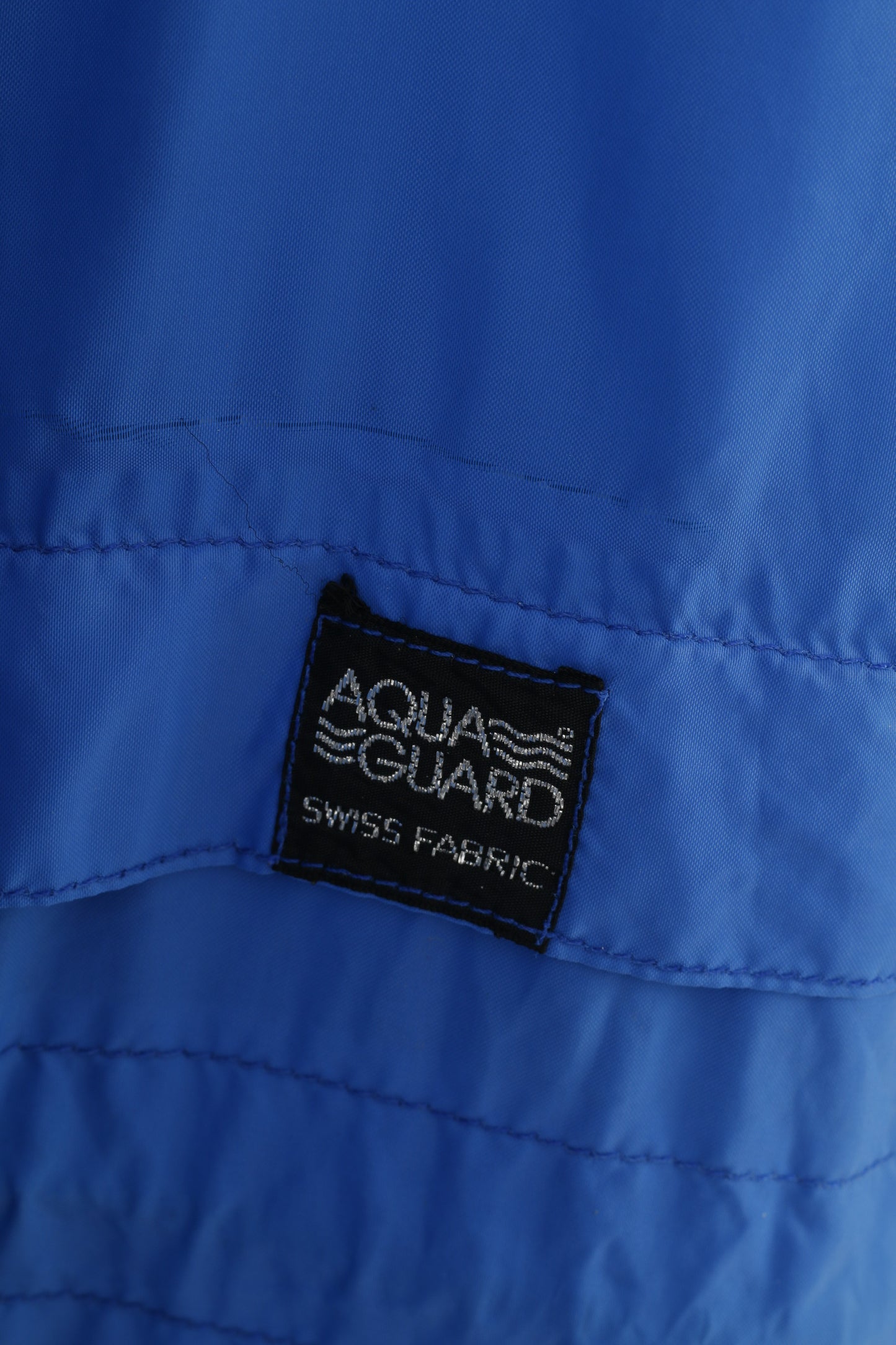 Aqua Guard Hommes 56-58 XL Veste Bleu Waterptoof Vintage Capuche Rétractable Pleine Double Fermeture Éclair Vêtements D'extérieur Haut