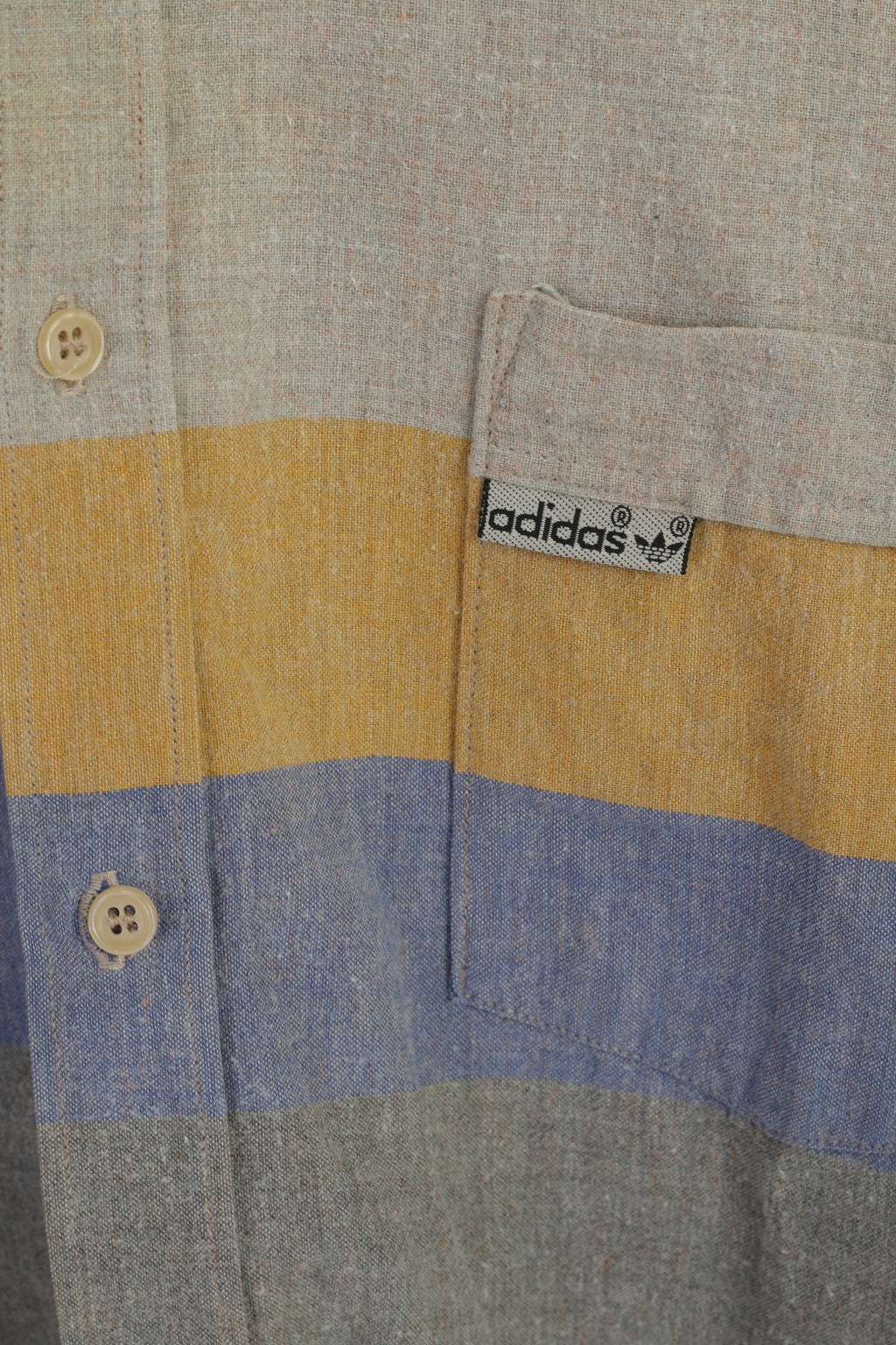 Adidas Men 40 15.5 S Casual Shirt Blue Vintage Cotton West Germany Long Sleeve Top