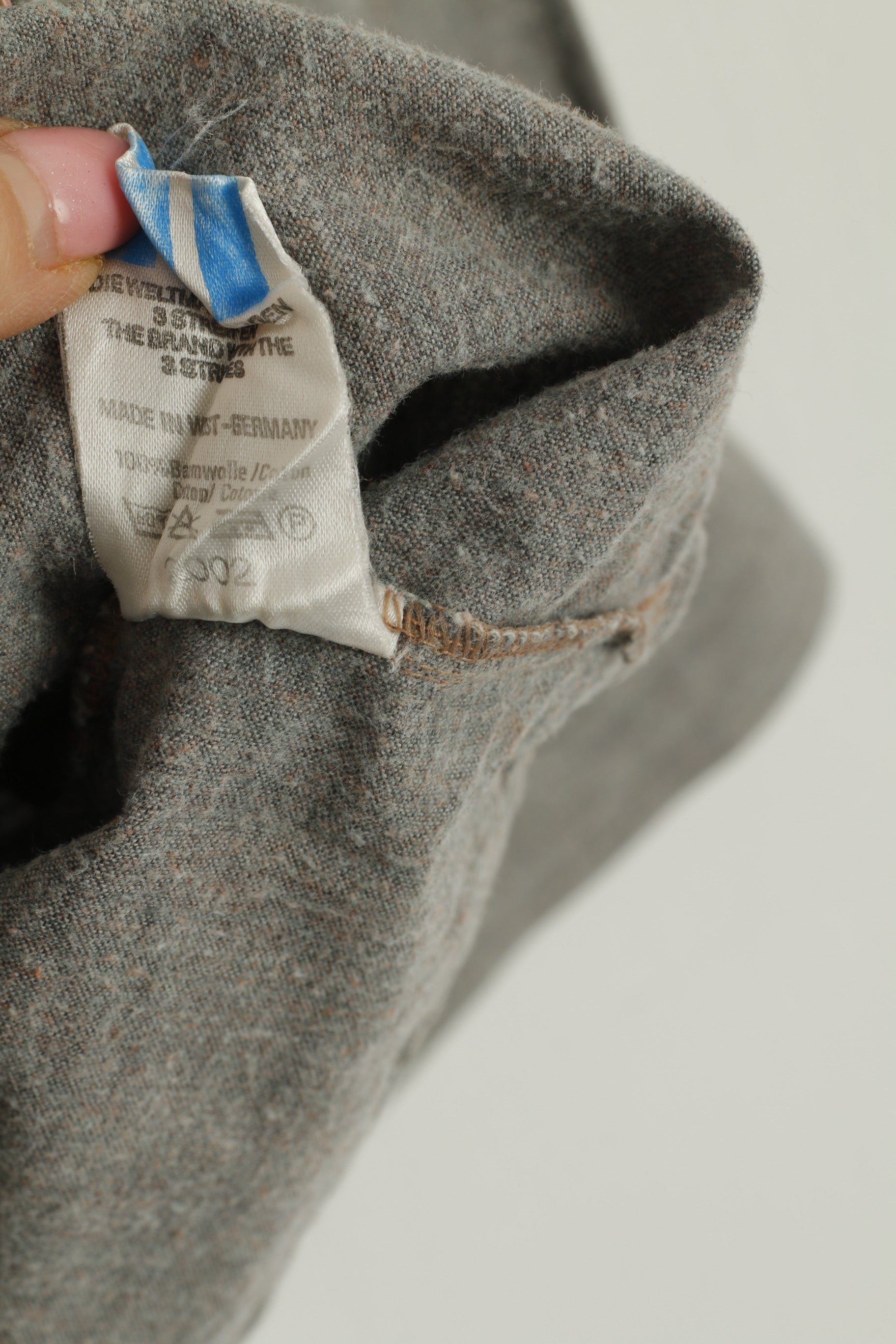 Adidas Men 40 15.5 S Casual Shirt Blue Vintage Cotton West Germany Long Sleeve Top