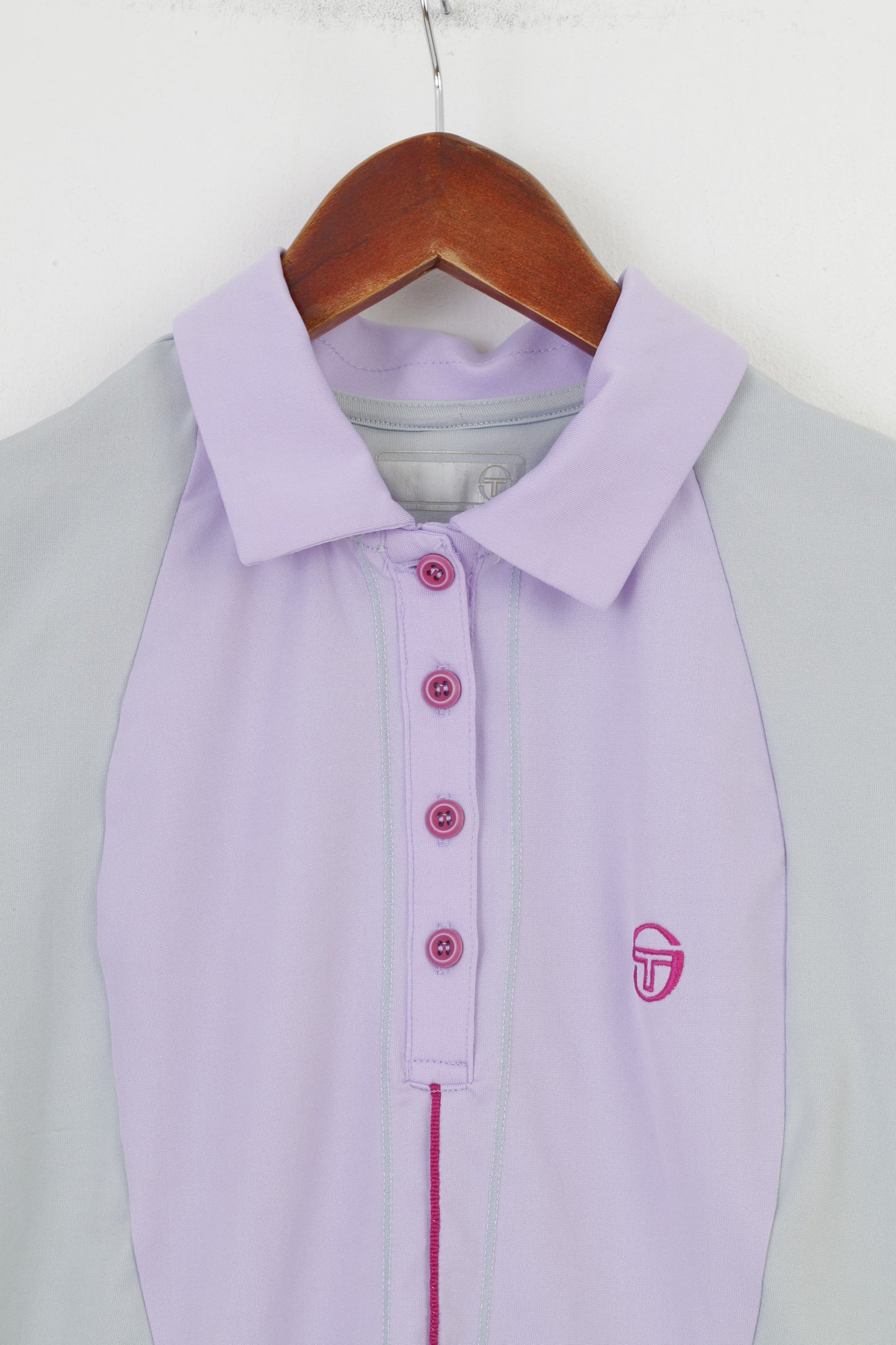 Sergio Tacchini Woman S Polo Shirt Purple Collar Short Sleeve Sportswear Sport Gym Top