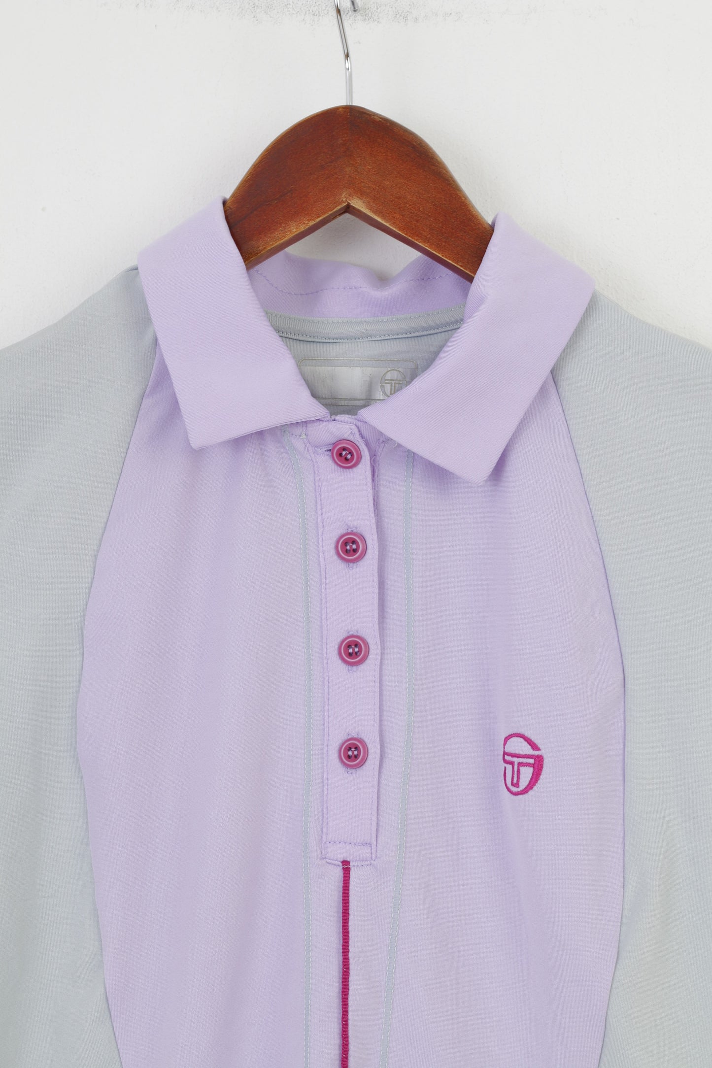 Sergio Tacchini femme S Polo col violet manches courtes vêtements de Sport Sport haut de gymnastique