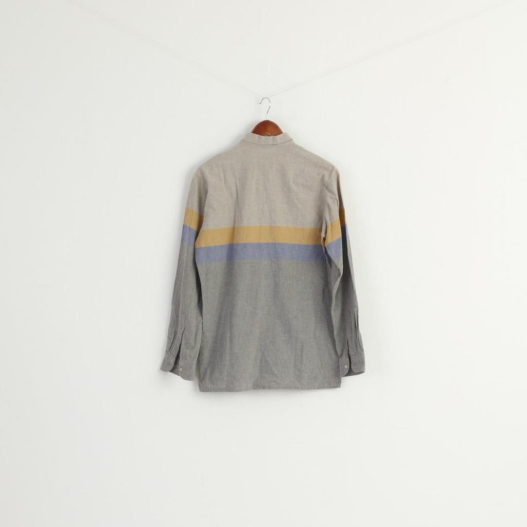 Adidas Men 40 15.5 S Casual Shirt Blue Vintage Cotton West Germany Long Sleeve Top