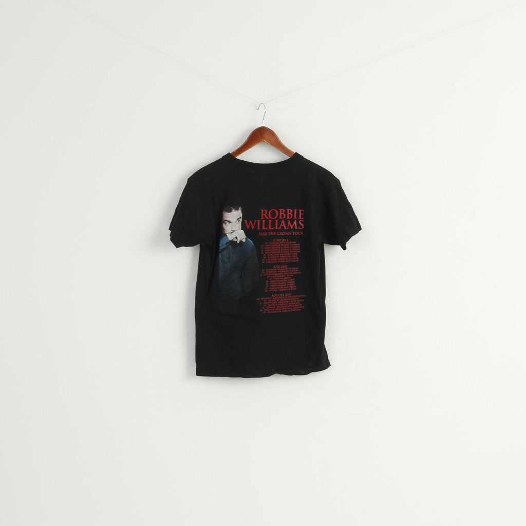 Vintage Women M Shirt Black Cotton Robbie Williams 2013 Tour Crew Neck Top