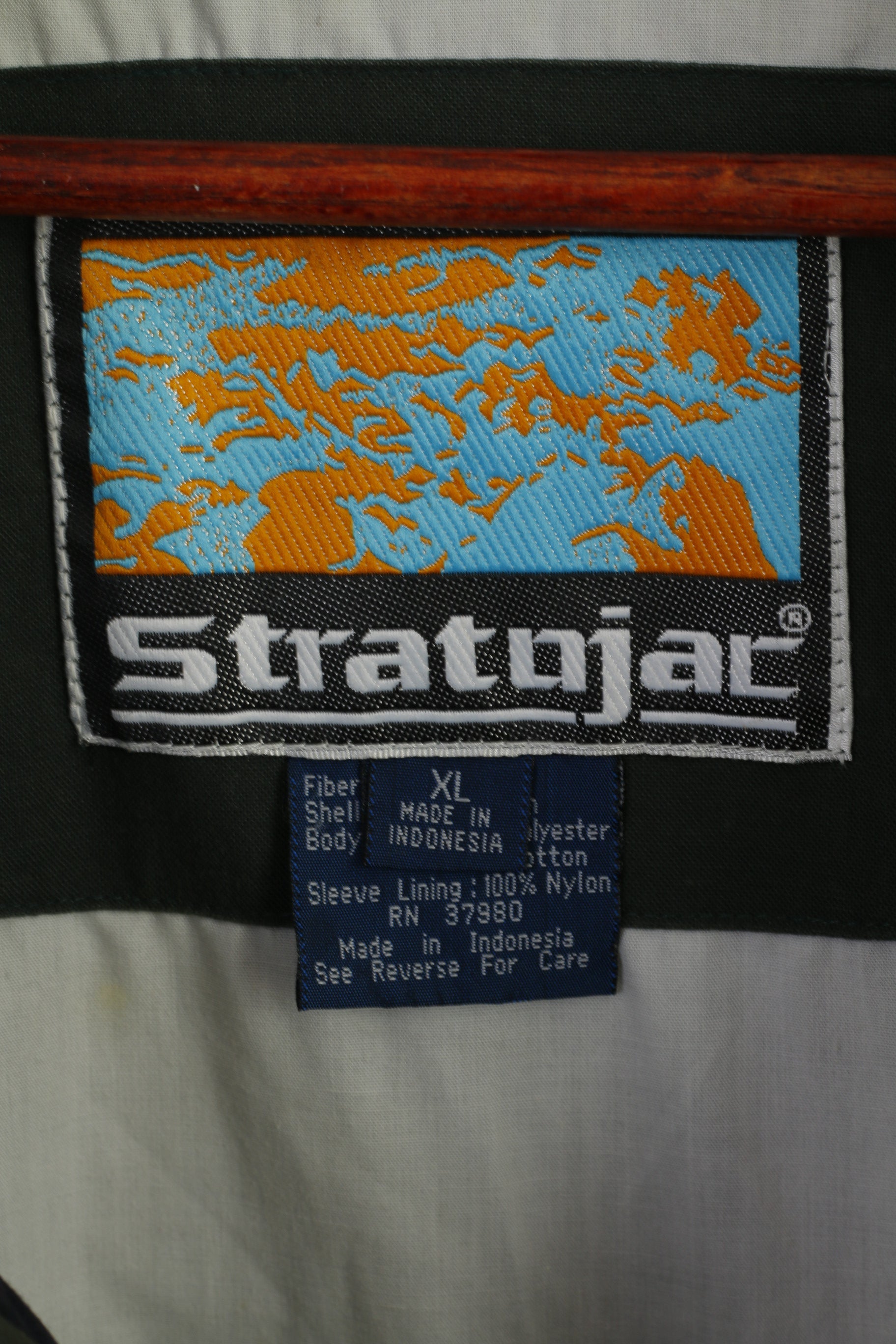 Stratojac Men XL Jacket Vintage 90s Navy Bomber Full Zipper Classic Retro Top