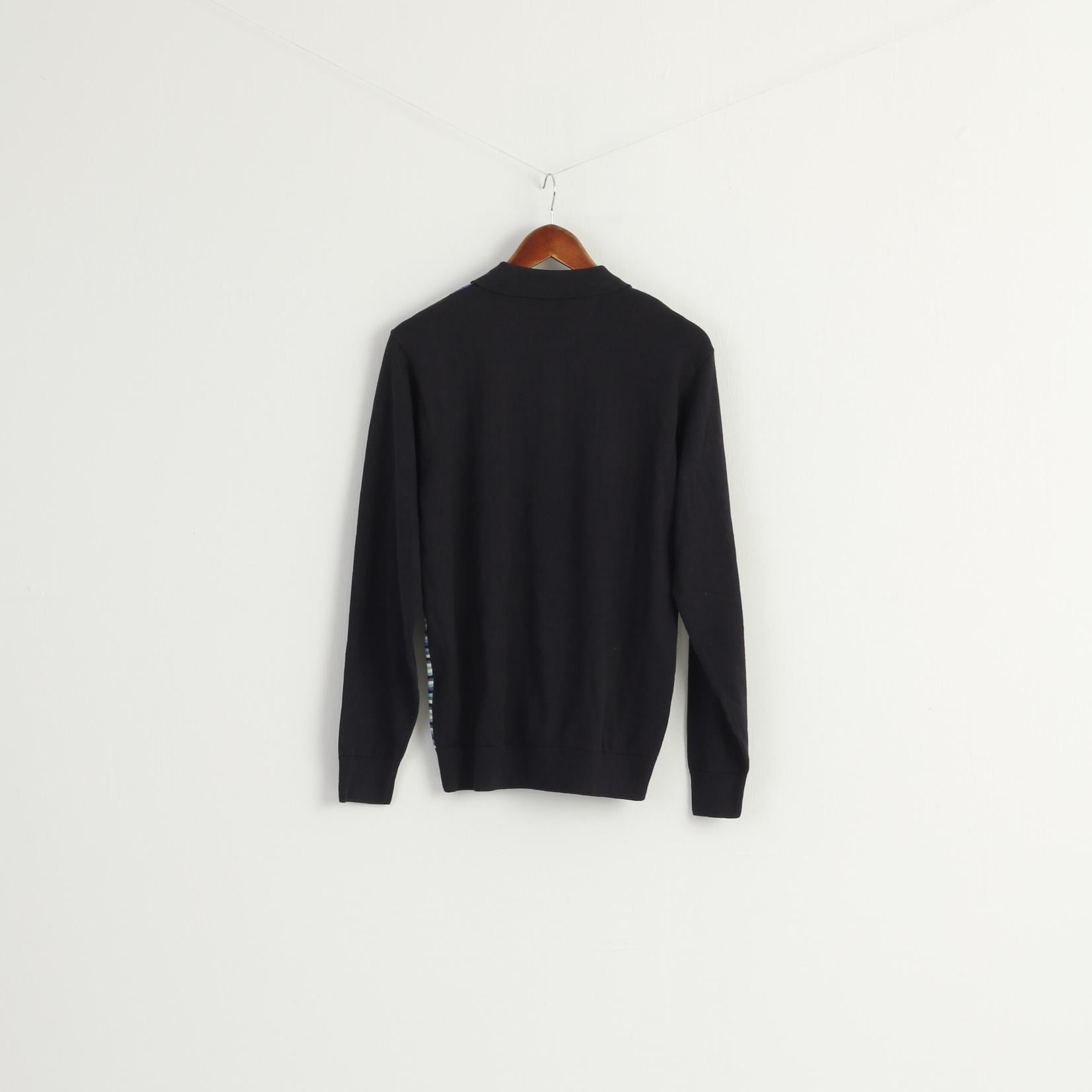 Gabicci Men L (M) Jumper Navy Striped Cotton Blend Collar Stretch Sweater