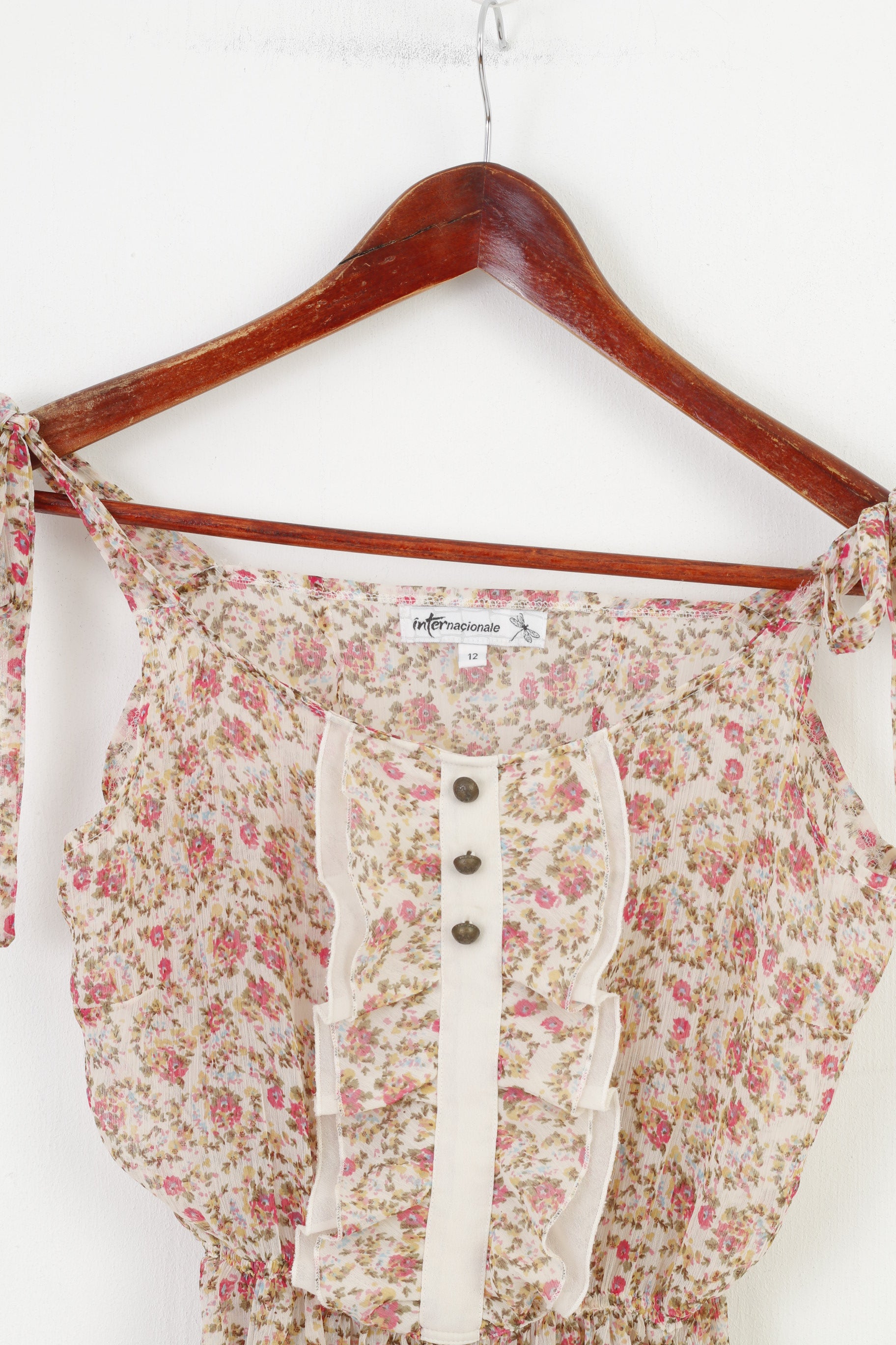 Maglia Internacionale Donna 12 M Stampa Fiori Multicolor Senza Maniche Spalline Regolabili