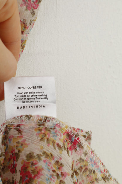 Internacionale Woman 12 M Shirt Flowers Print Multicolor Sleeveless Adjustable Straps Top