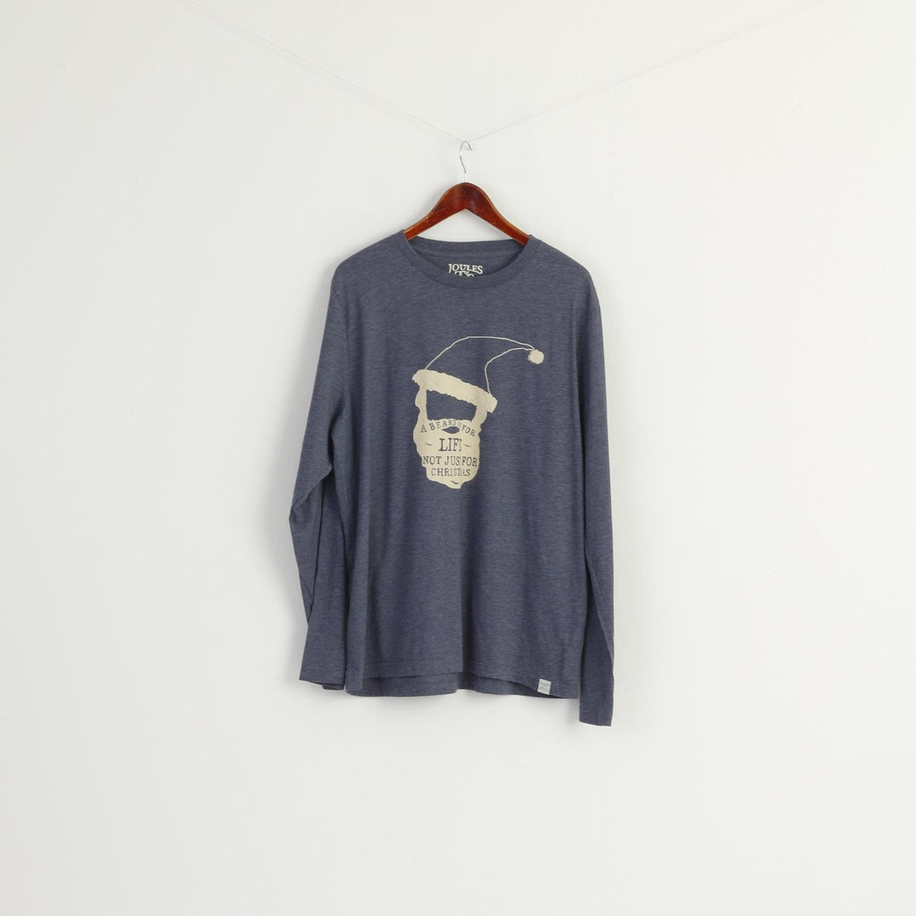 Joules Men XL Shirt Blue Cotton Inspired By Jaunts Long Sleeve Stretch Top