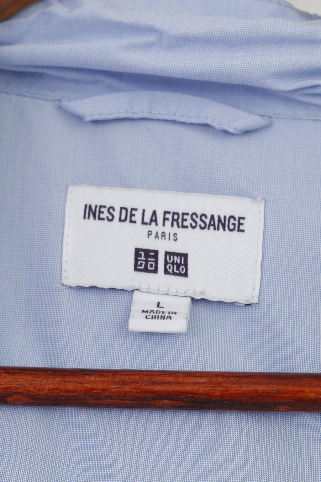 Ines De La Fressange Woman L Jacket Blue Cotton Full Zipper Paris Long Sleeve Detachable Hood Sport Outwear Top