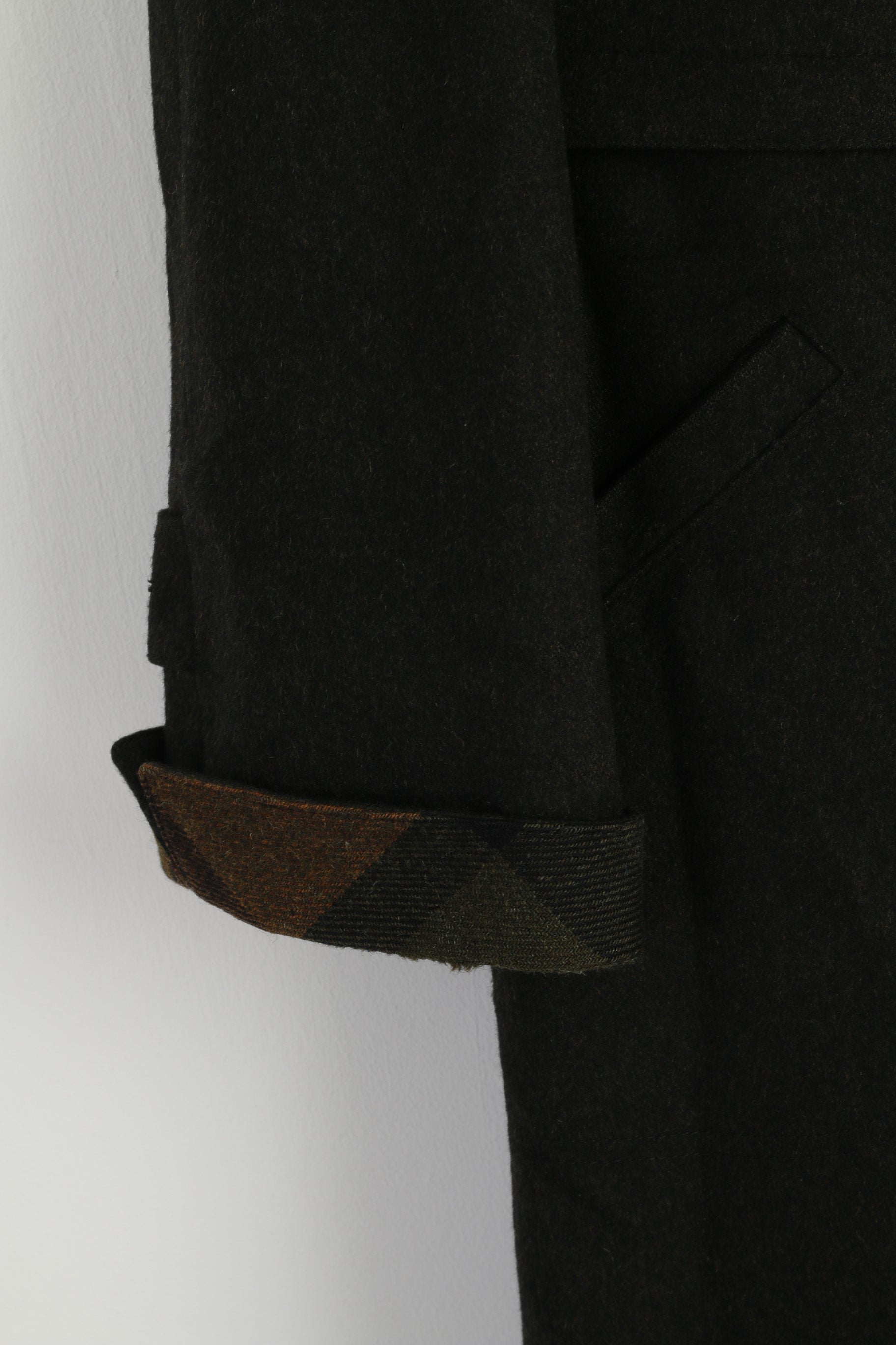 Hensel & Mortensen Men L Coat Gray Green Woll Berlin Vintage Single Breasted Classic Top