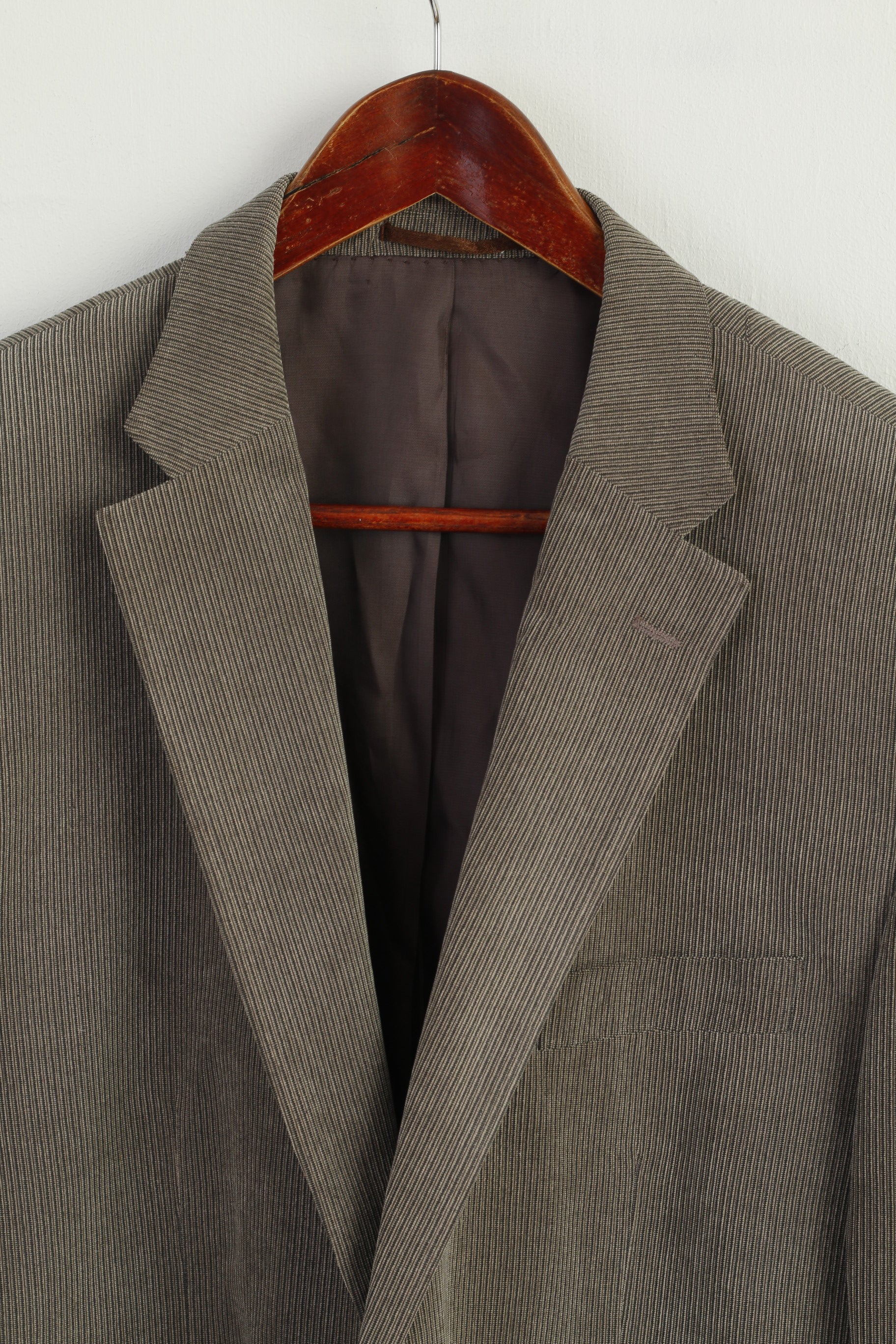 Renato Cavalli Men 54 44 Blazer Gray Striped Shiny Vintage Sport Single Breasted Jacket