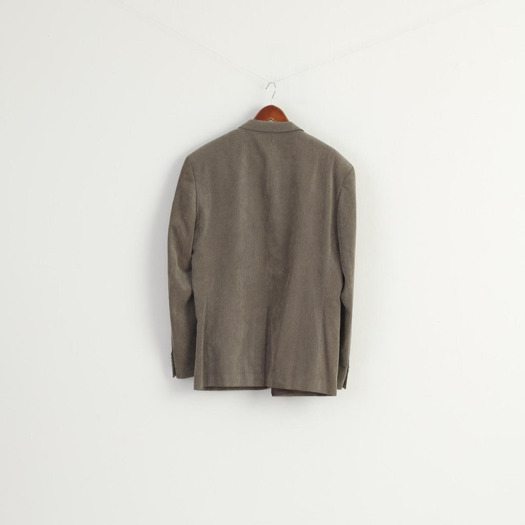 Renato Cavalli Men 54 44 Blazer Gray Striped Shiny Vintage Sport Single Breasted Jacket