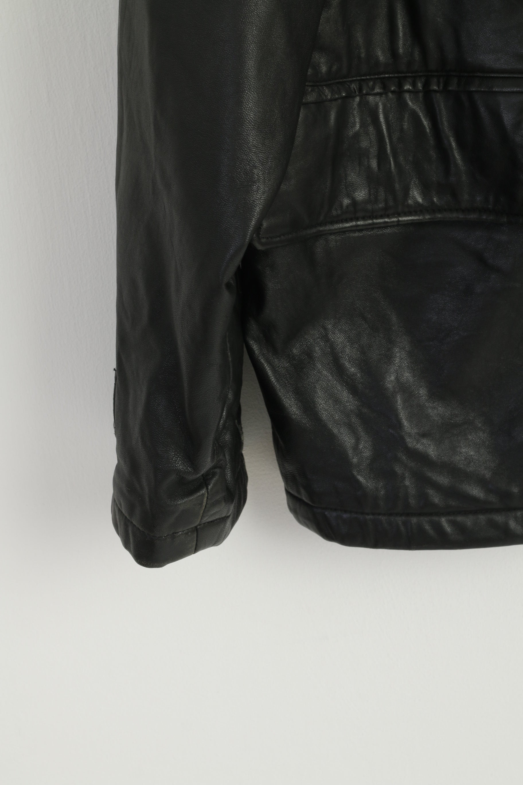 Offset Wear Men L Jacket Black Leather Soft Pilot Full Zipper Vintage Classic Top