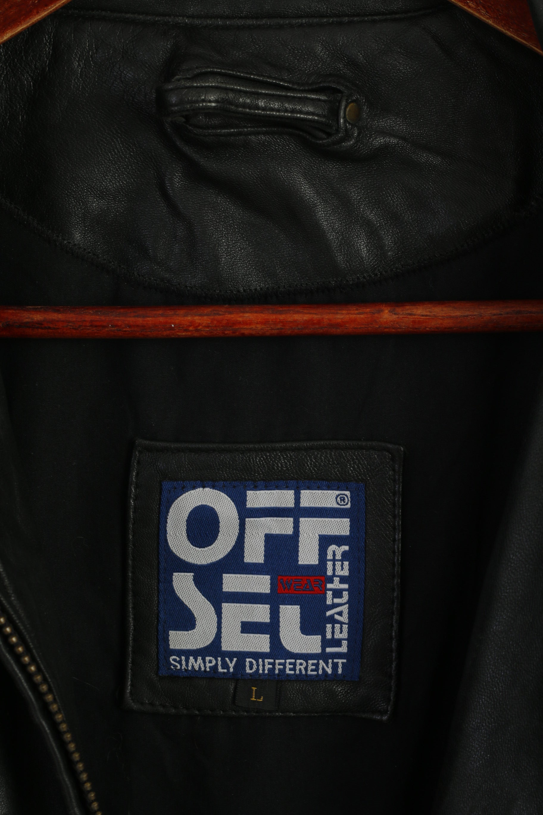 Offset Wear Men L Jacket Black Leather Soft Pilot Full Zipper Vintage Classic Top