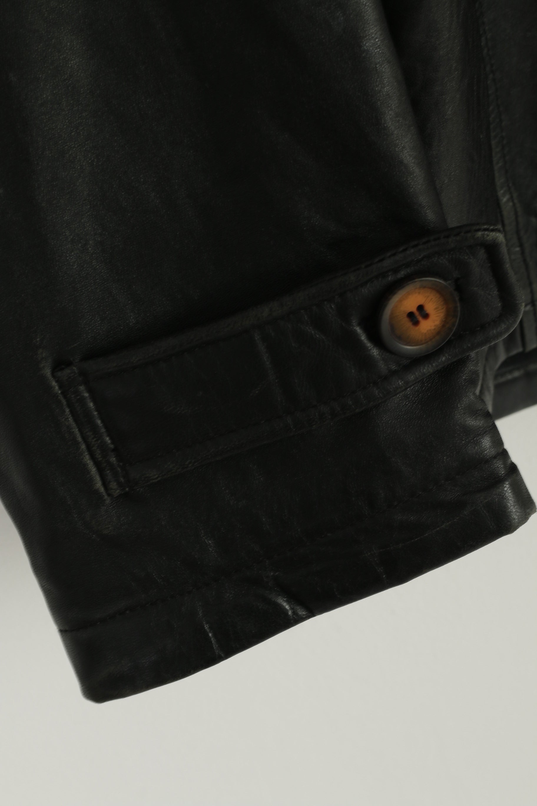 Offset Wear Men L Jacket Black Leather Soft Pilot Full Zipper Vintage Classic Top