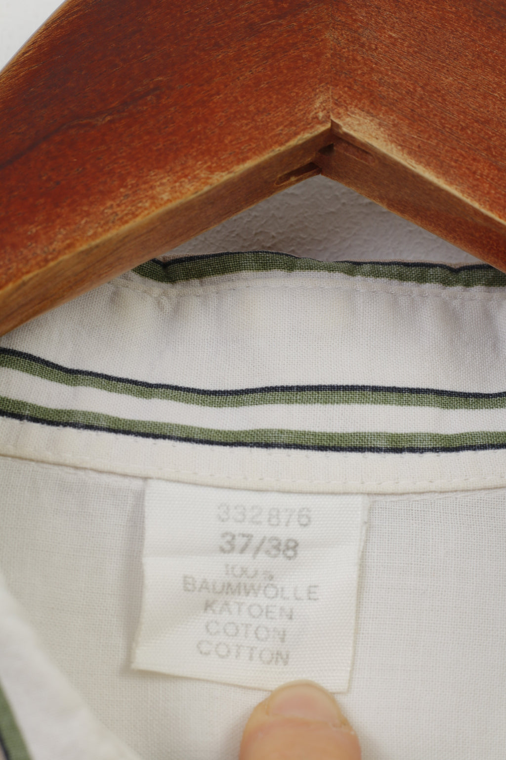 Vintage 37/38 M Men Casual Shirt Hawaii Striped White Cotton Short Sleeve Sportwear Collar Summer Top