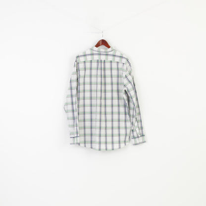 Gap Chemise décontractée XL pour homme, coupe classique, à carreaux, blanc, manches longues, col en coton