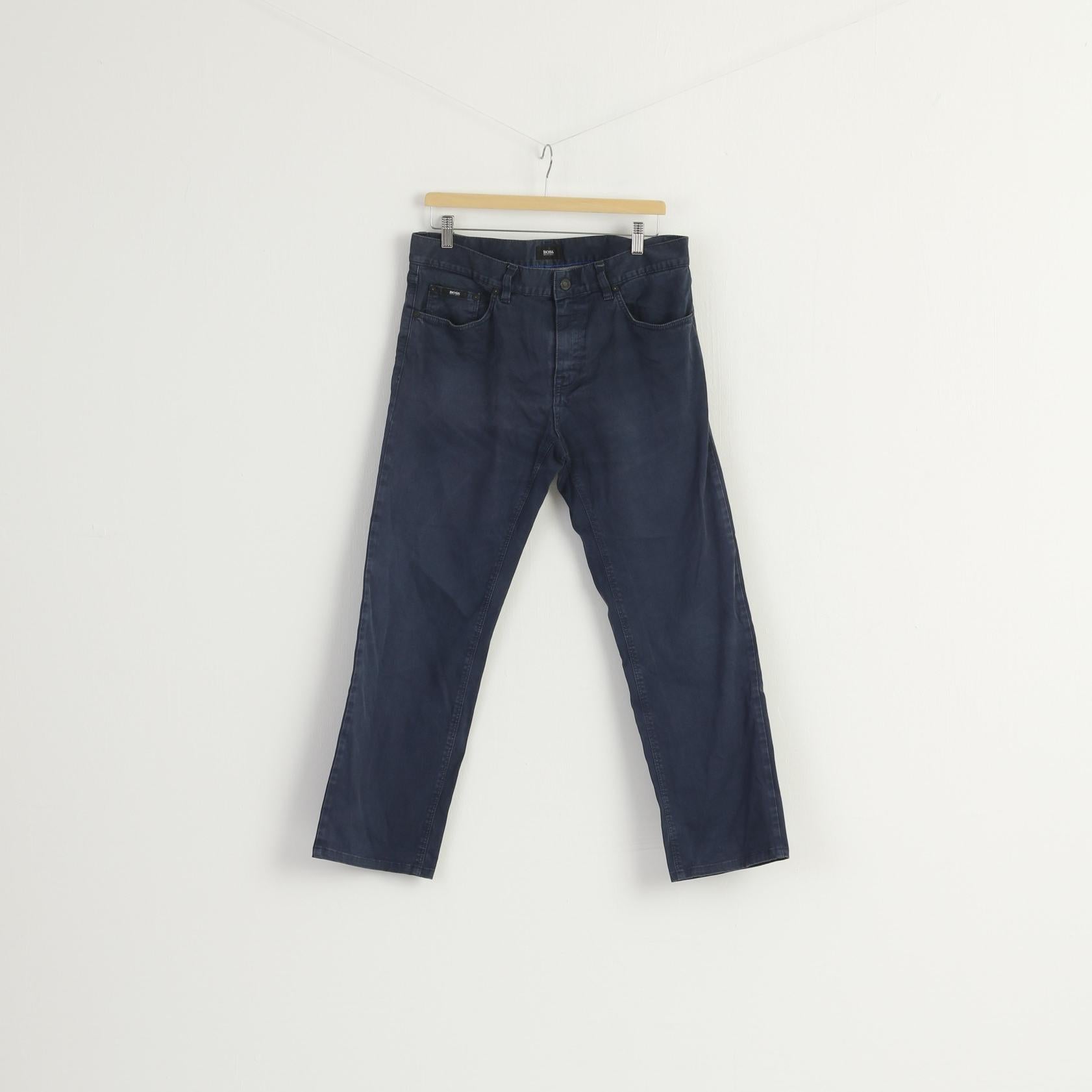 Hugo Boss Men 33 Jeans Trousers Navy Cotton Stretch Classic Casual Pants