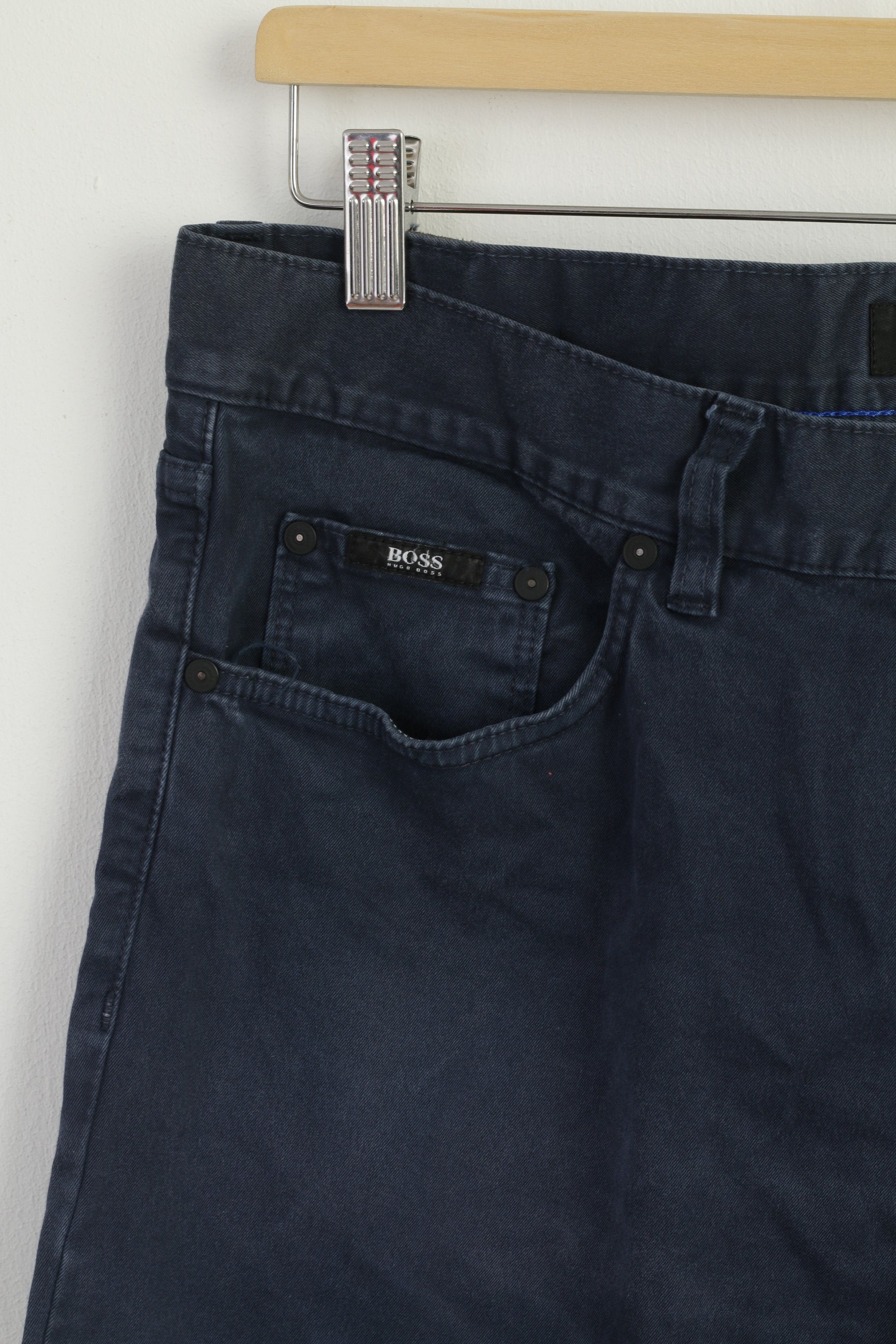 Hugo Boss Men 33 Jeans Trousers Navy Cotton Stretch Classic Casual Pants