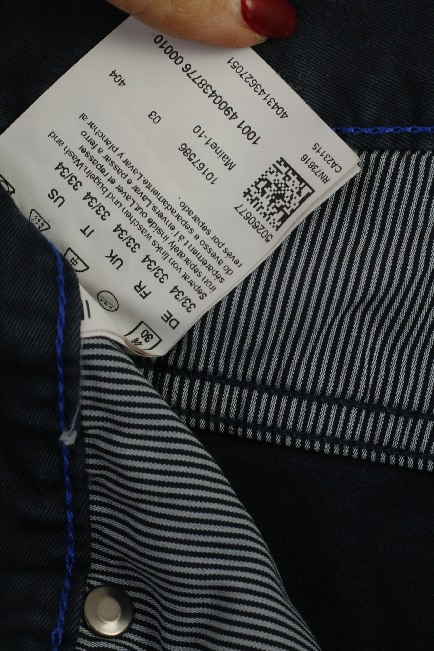 Hugo Boss Men 33 Jeans Trousers Navy Cotton Stretch Classic Casual Pants