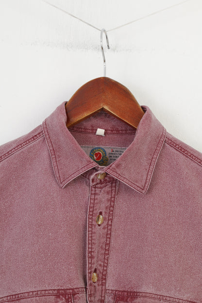 Fjällräven Camicia Casual da Uomo 37/38 S Rossa Vintage Anni '90 a Maniche Lunghe a Maniche Lunghe Jeans Top