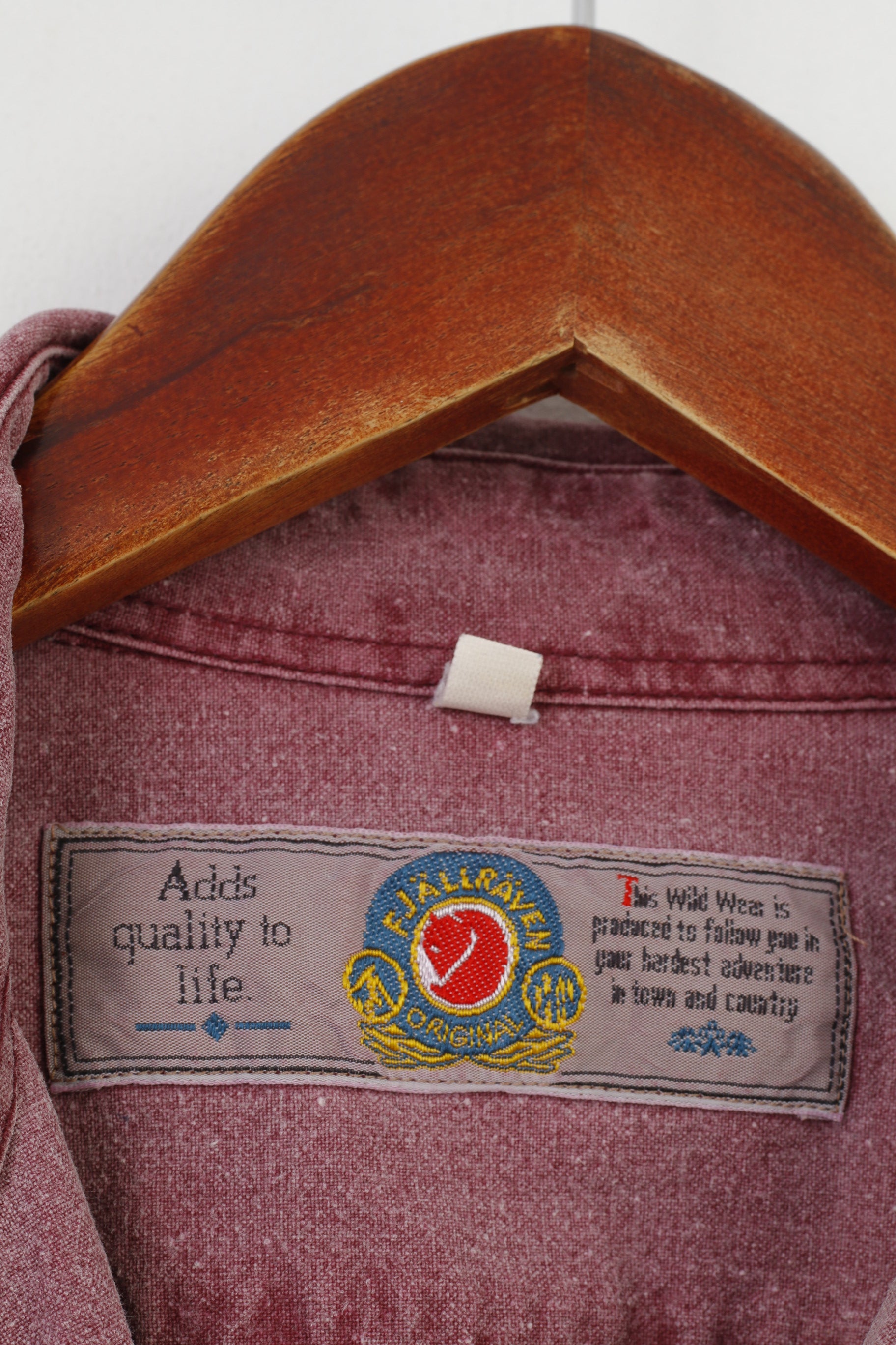 Fjällräven Men 37/38 S Casual Shirt Red Vintage 90s  Long Sleeve Long Sleeve Jeans Top