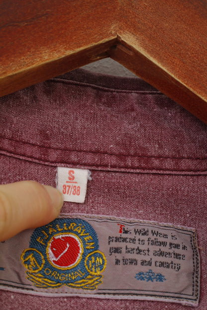 Fjällräven Homme 37/38 S Chemise décontractée Rouge Vintage années 90 Manches Longues Haut en Jean à Manches Longues