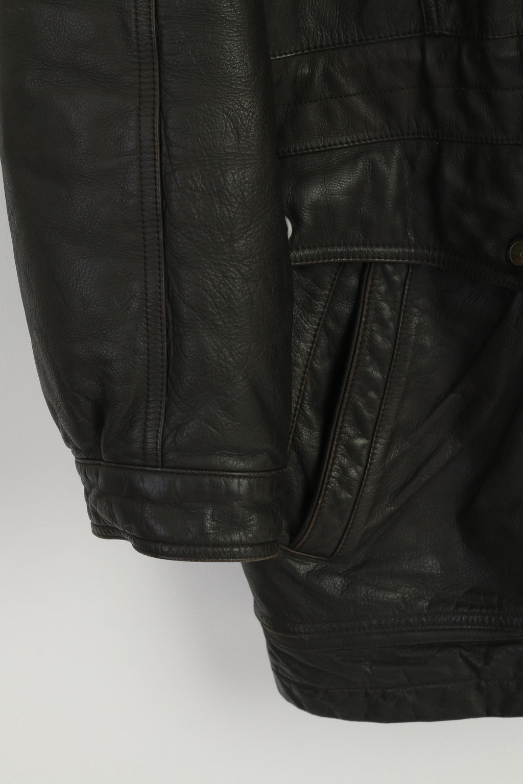 C&A Canada Men 60 XXL Jacket Brown Heavy Leather Lined Zip Up Vintage Top