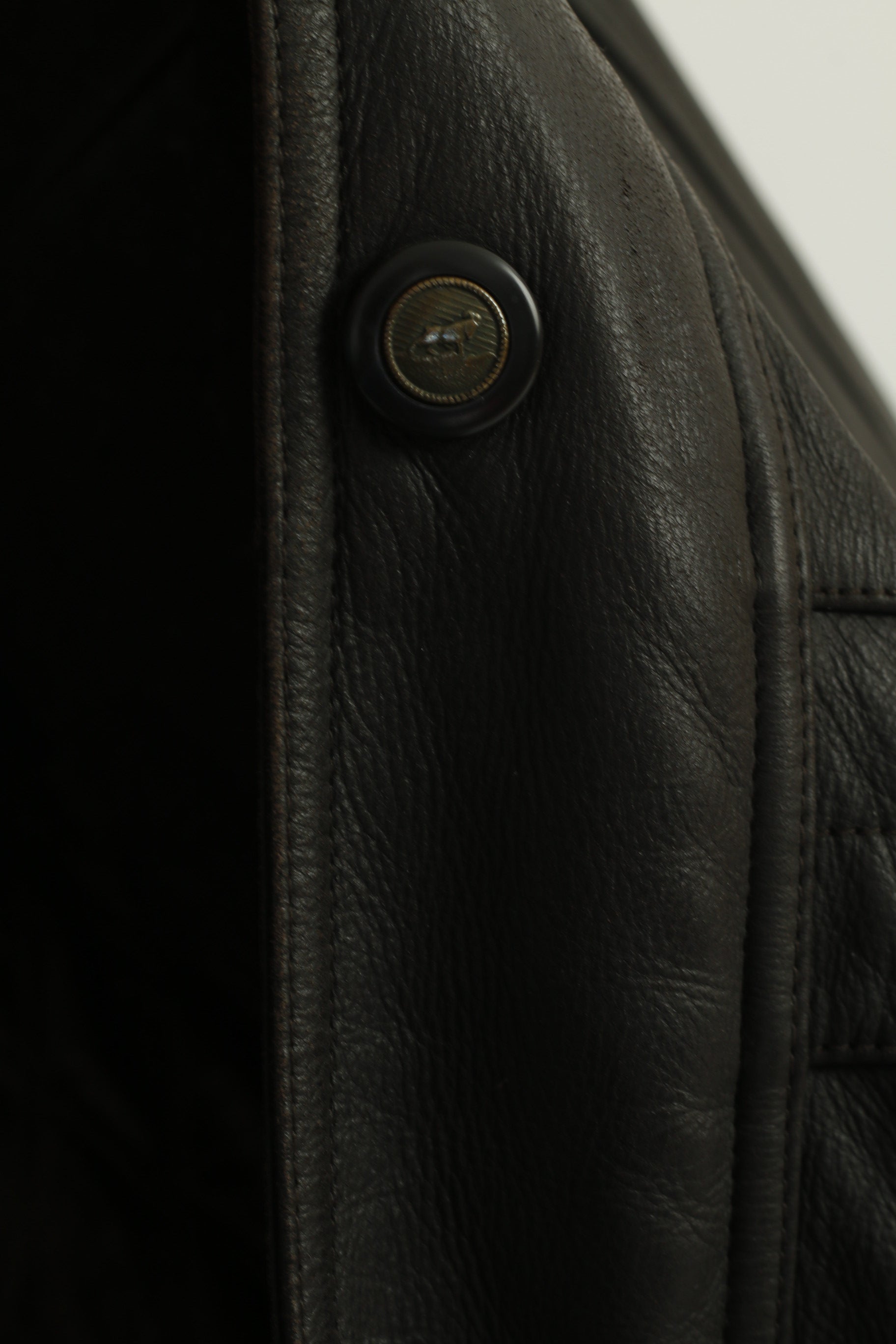 C&A Canada Men 60 XXL Jacket Brown Heavy Leather Lined Zip Up Vintage Top