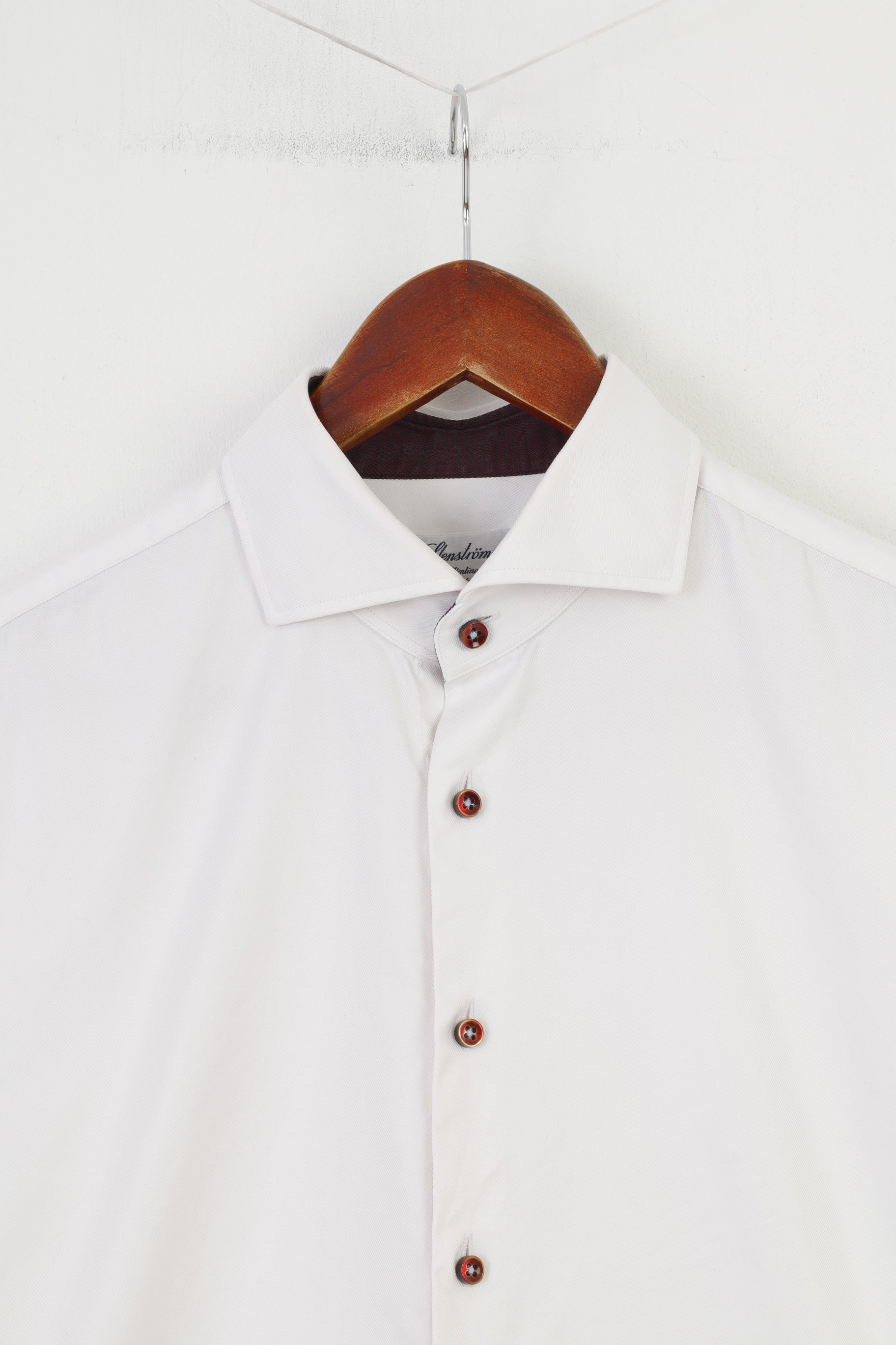 Stenströms Men 16 41 M Casual Shirt White Slim Super Cotton Long Sleeve Top