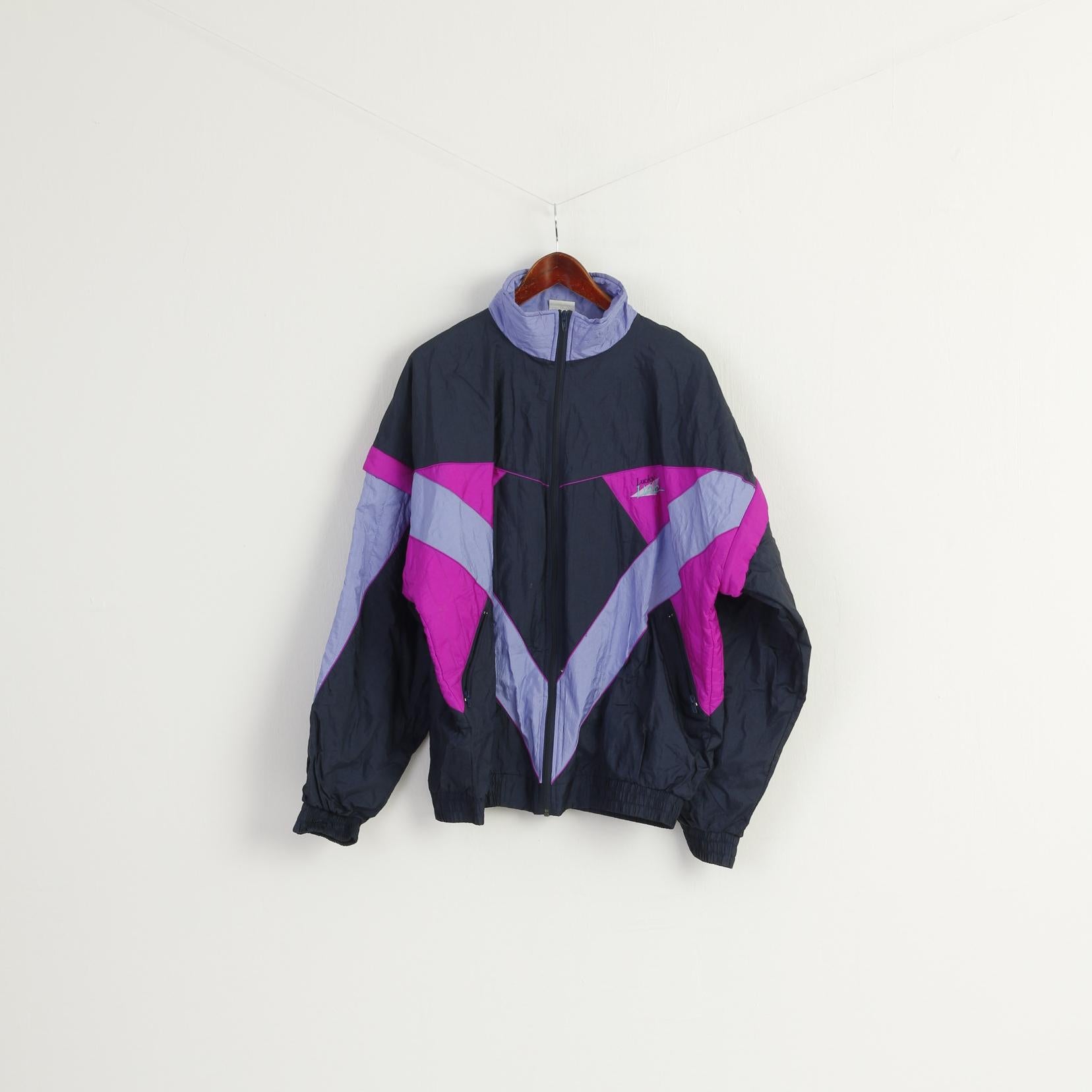 Lucky Line Men XL Jacket Purple Shiny Vintage Sportswear Removable Sleeve Top