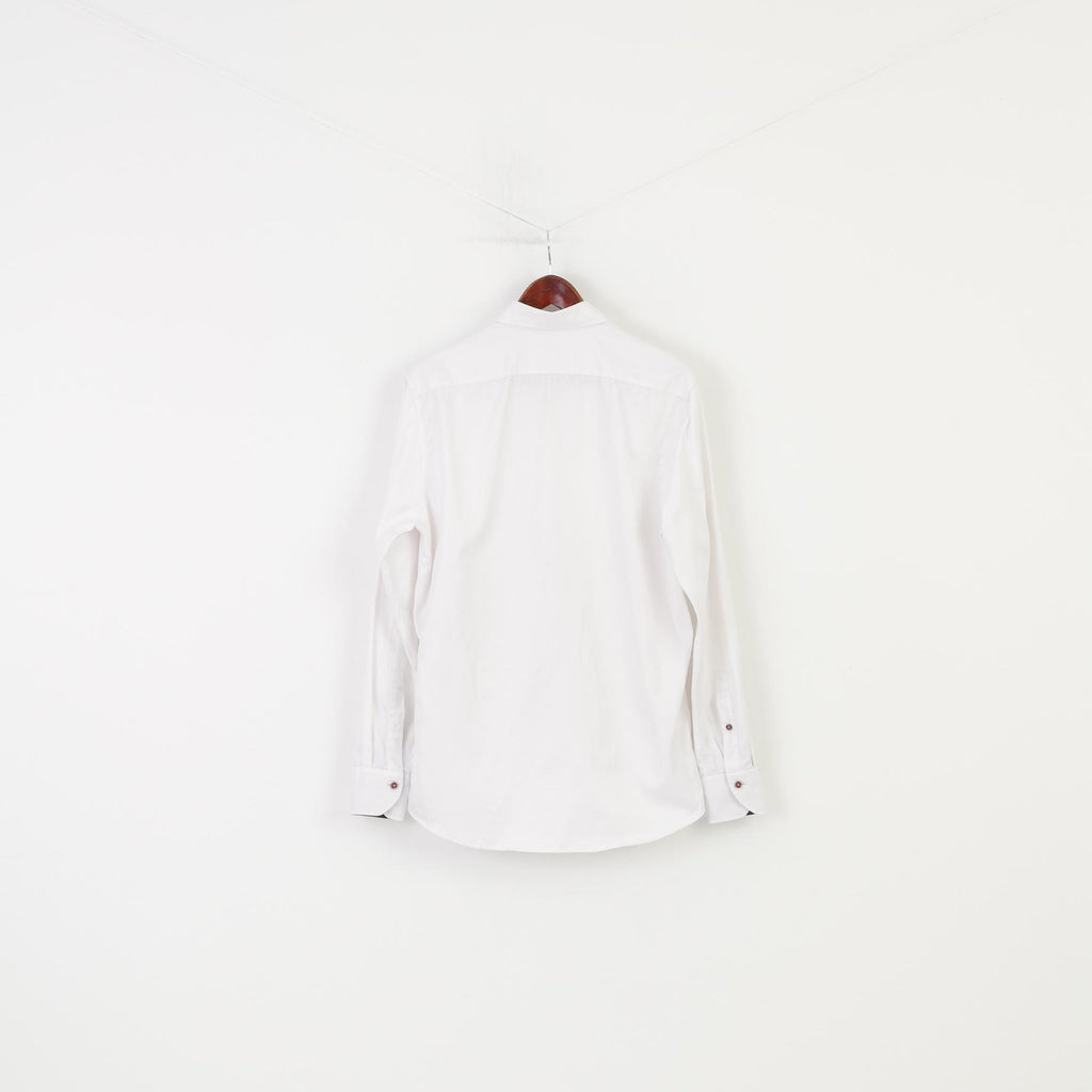 Stenströms Men 16 41 M Casual Shirt White Slim Super Cotton Long Sleeve Top