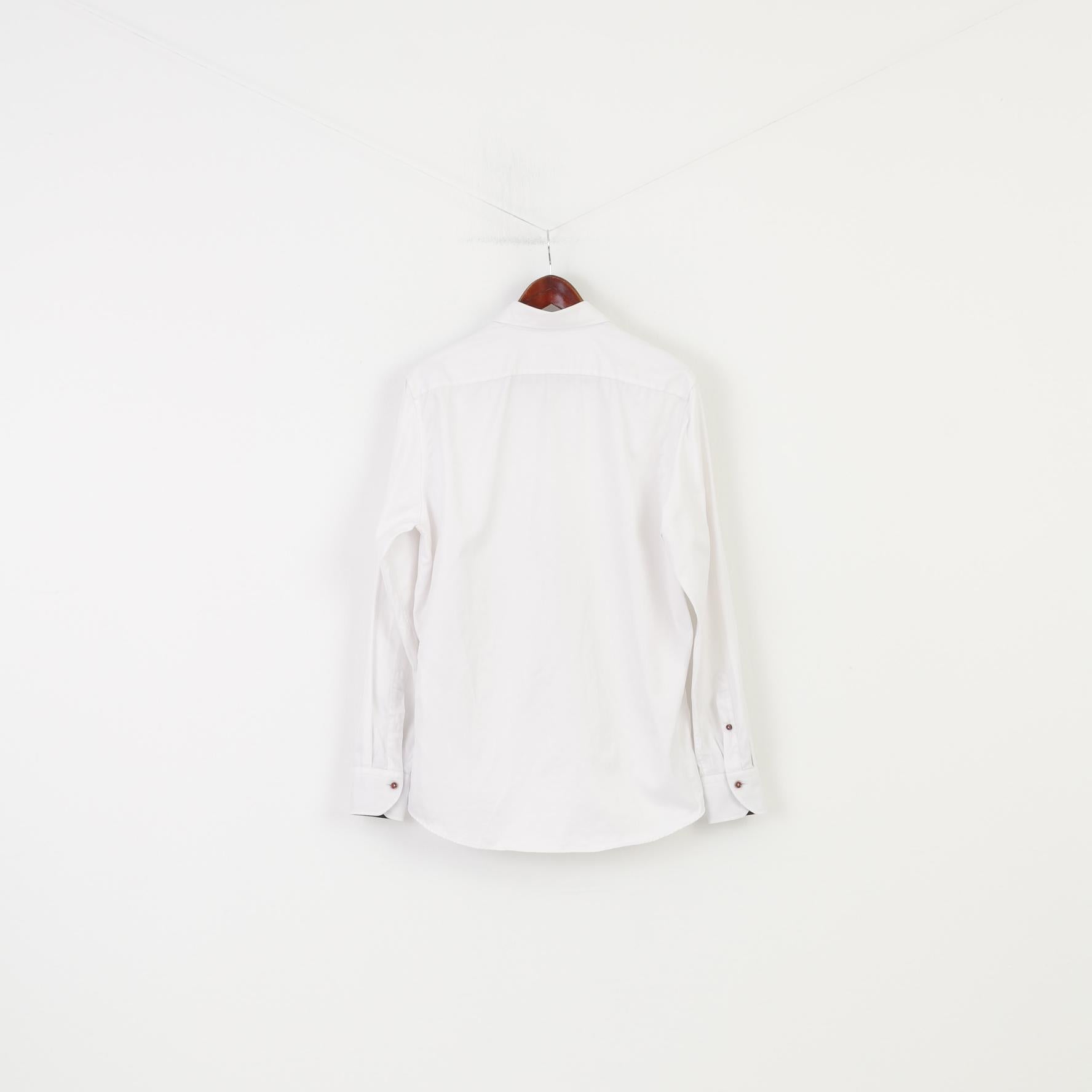 Stenströms Men 16 41 M Casual Shirt White Slim Super Cotton Long Sleeve Top