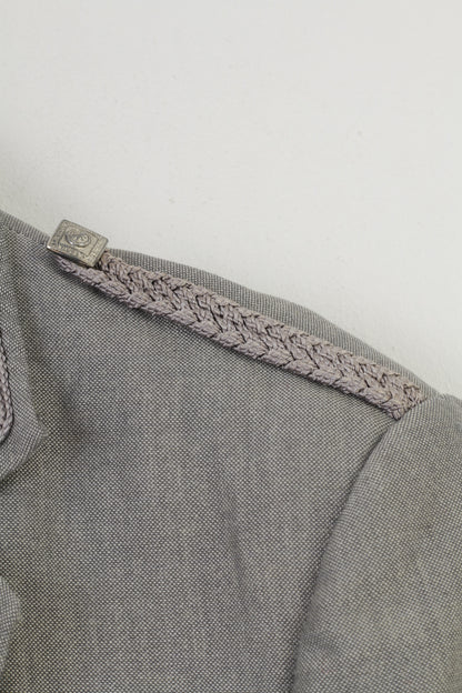 Young's Men 40 S Jacket Grey Cropped Open Front Collar Silver Buttons Vintage Formal Blazer