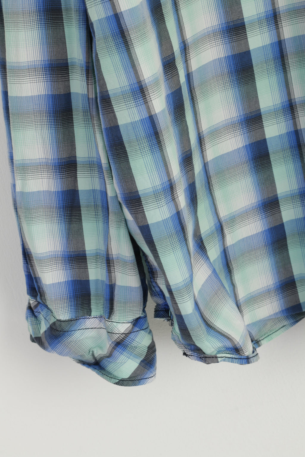 Camp David Men XXL Casual Shirt Blue Check Cotton Blue Label Regular Fit Long Sleeve Top