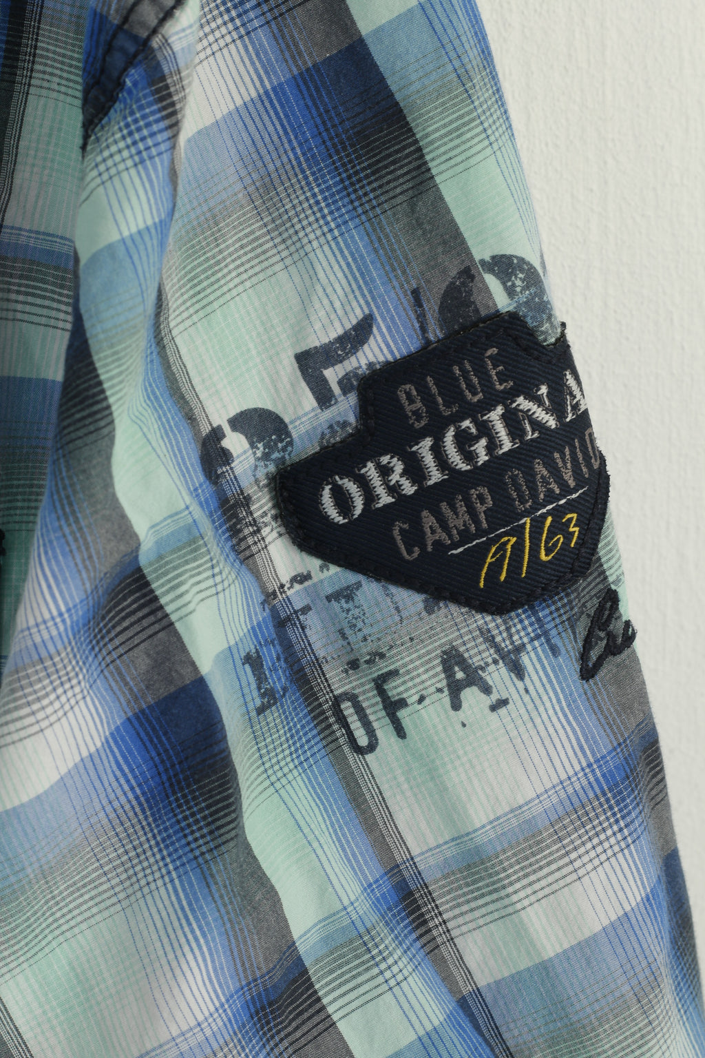 Camp David Men XXL Casual Shirt Blue Check Cotton Blue Label Regular Fit Long Sleeve Top