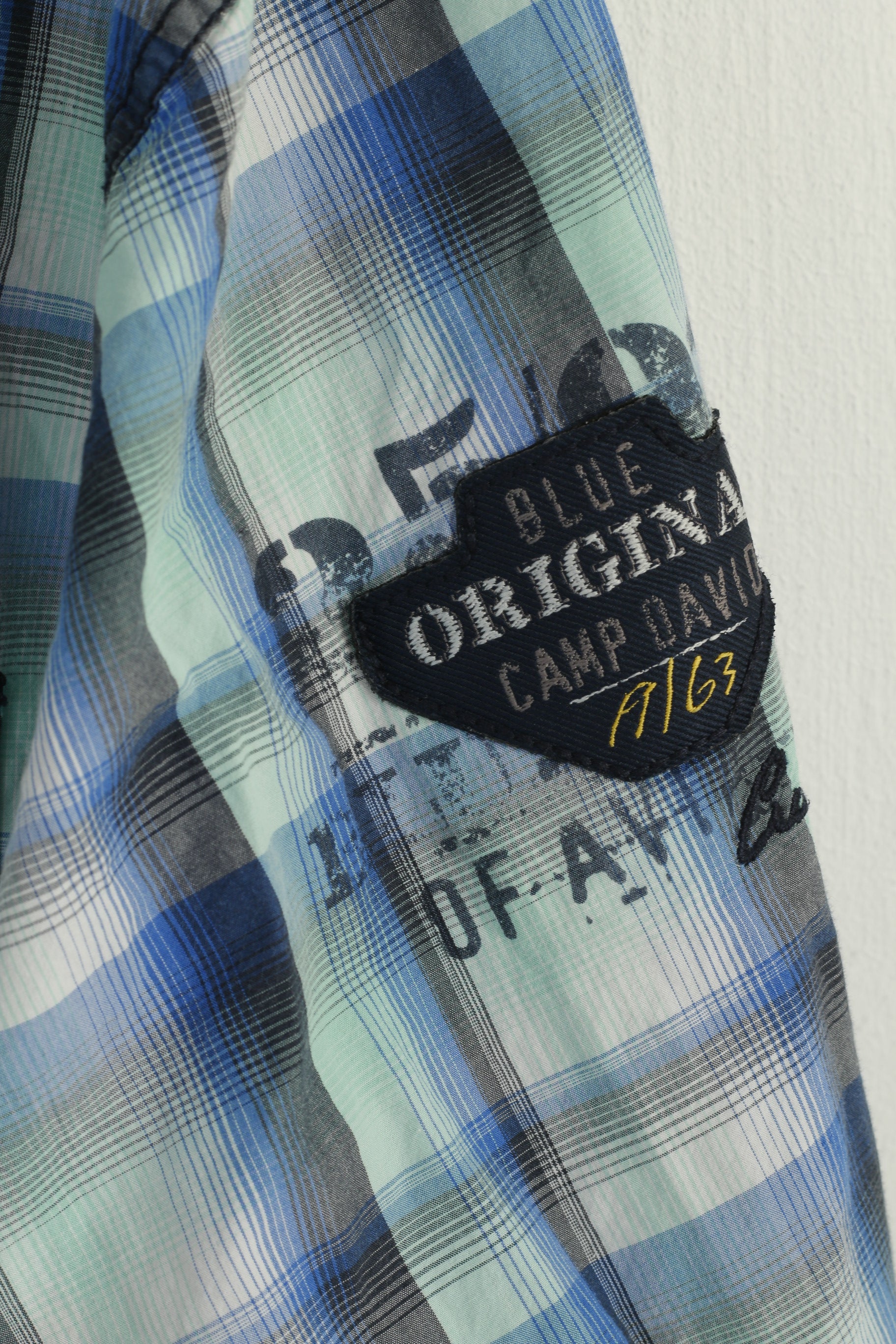 Camp David Men XXL Casual Shirt Blue Check Cotton Blue Label Regular Fit Long Sleeve Top