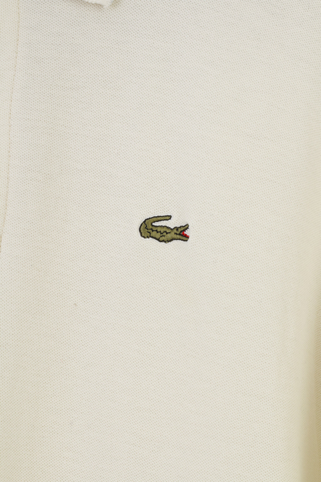 Chemise Lacoste Men L Polo Shirt Vintage Short Sleeve Cream Cotton Collar Top