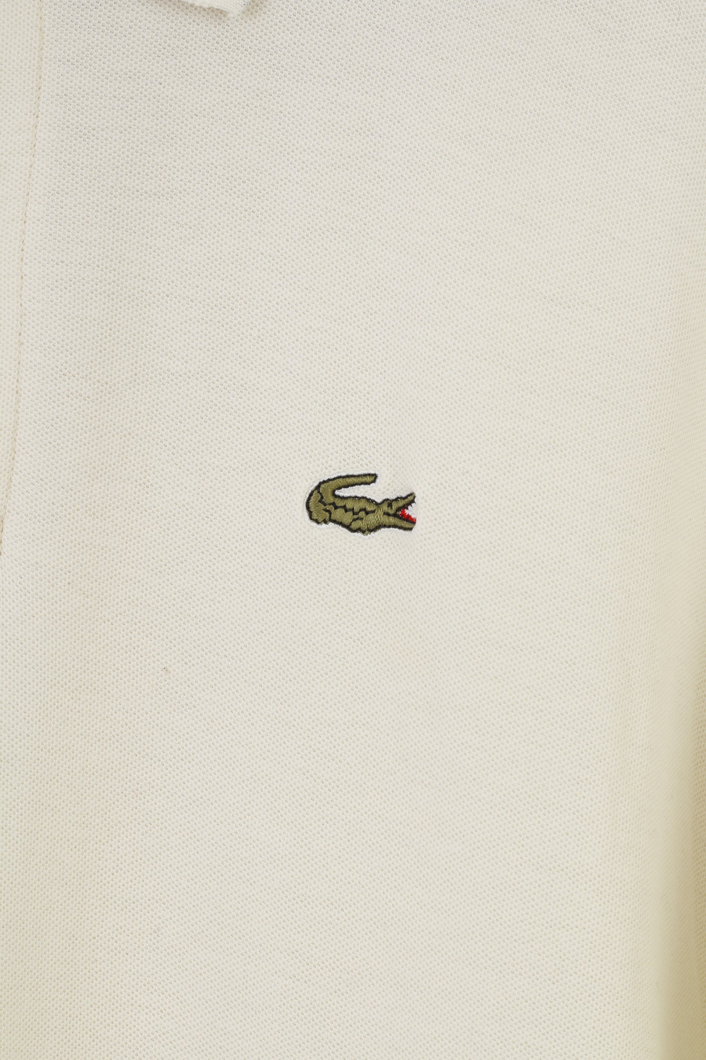 Chemise Lacoste Men L Polo Vintage Manches Courtes Crème Coton Col Top