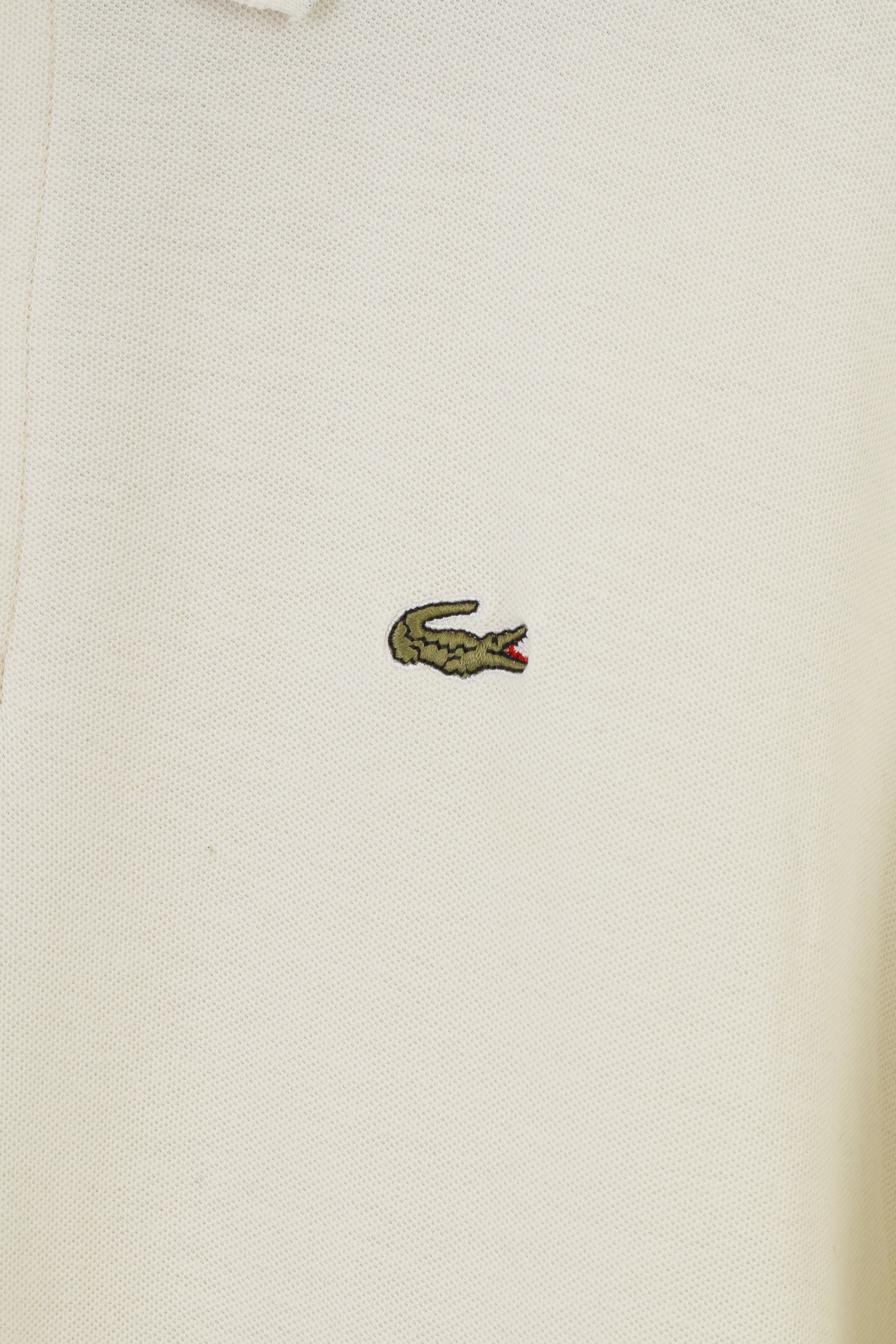 Chemise Lacoste Men L Polo Shirt Vintage Short Sleeve Cream Cotton Collar Top