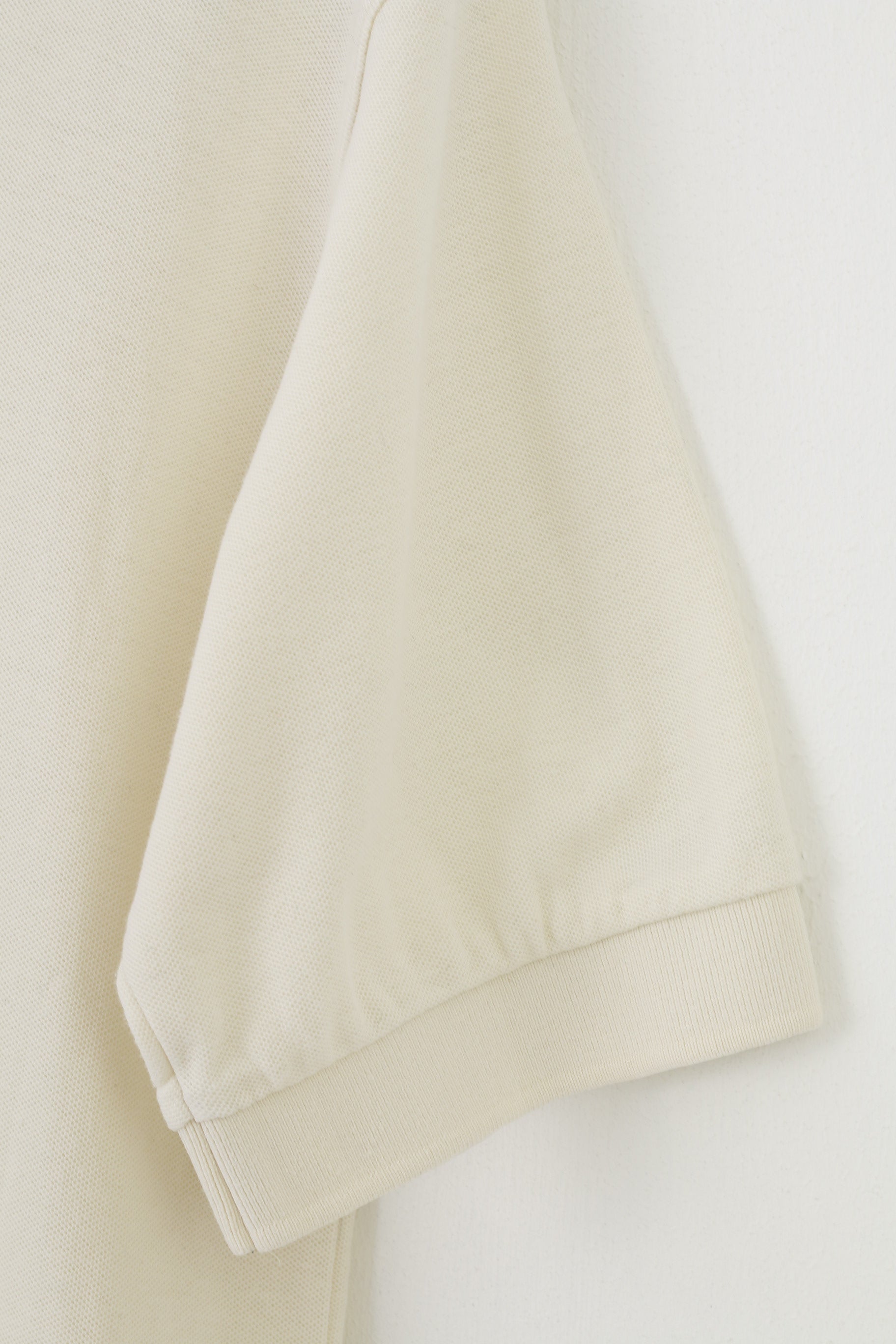 Chemise Lacoste Men L Polo Shirt Vintage Short Sleeve Cream Cotton Collar Top