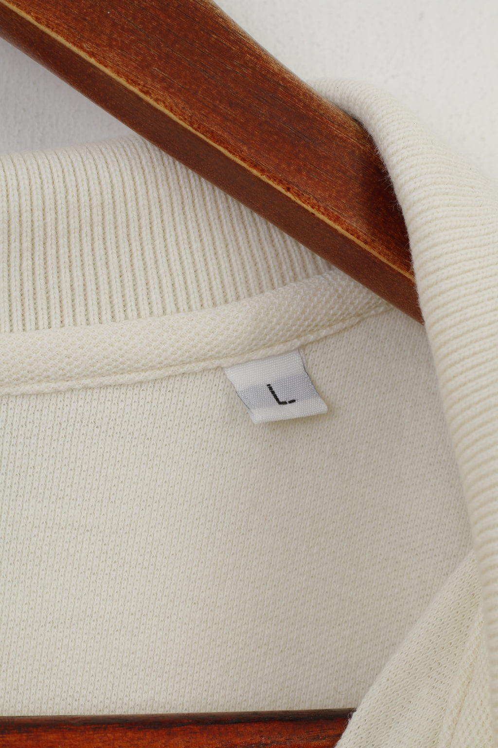 Chemise Lacoste Men L Polo Shirt Vintage Short Sleeve Cream Cotton Collar Top