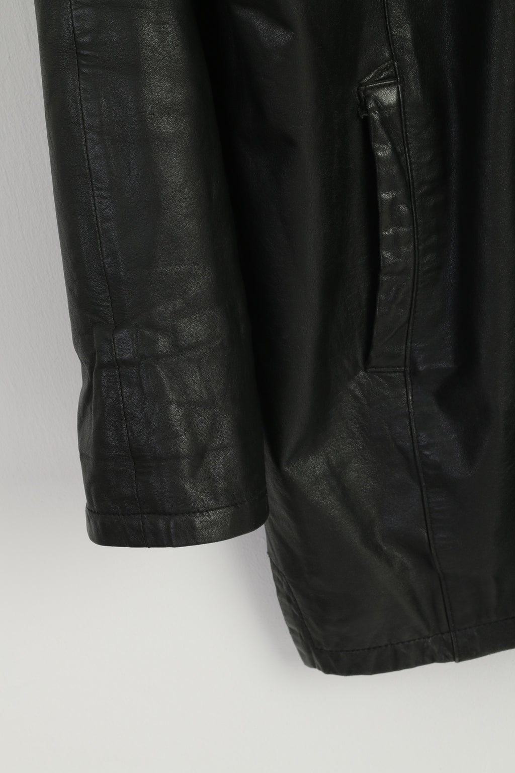 Julia S. Roma Women 42 L Jacket Vintage Black Leather Soft Long Zip Up Top