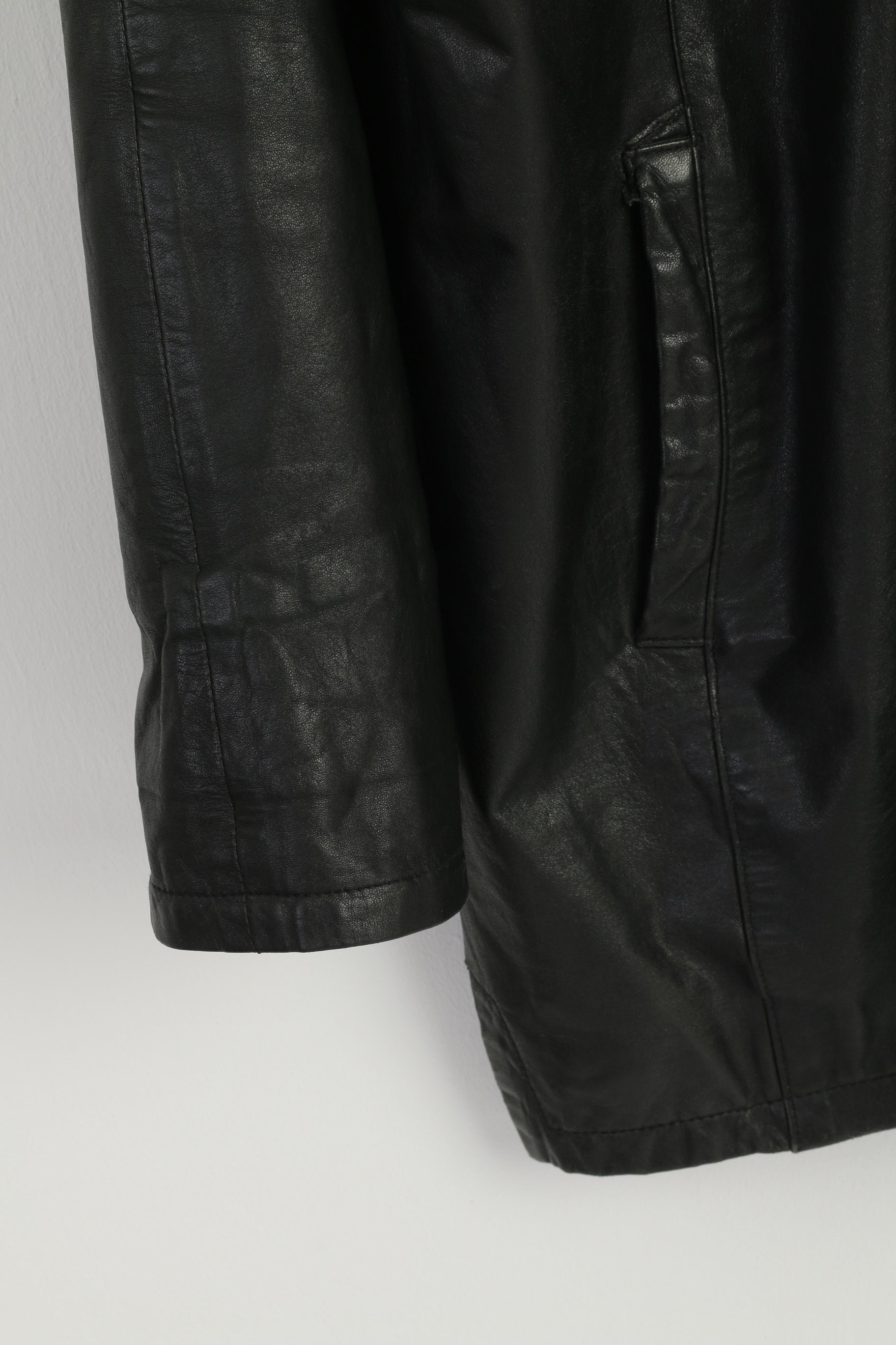 Julia S. Roma Women 42 L Jacket Vintage Black Leather Soft Long Zip Up Top