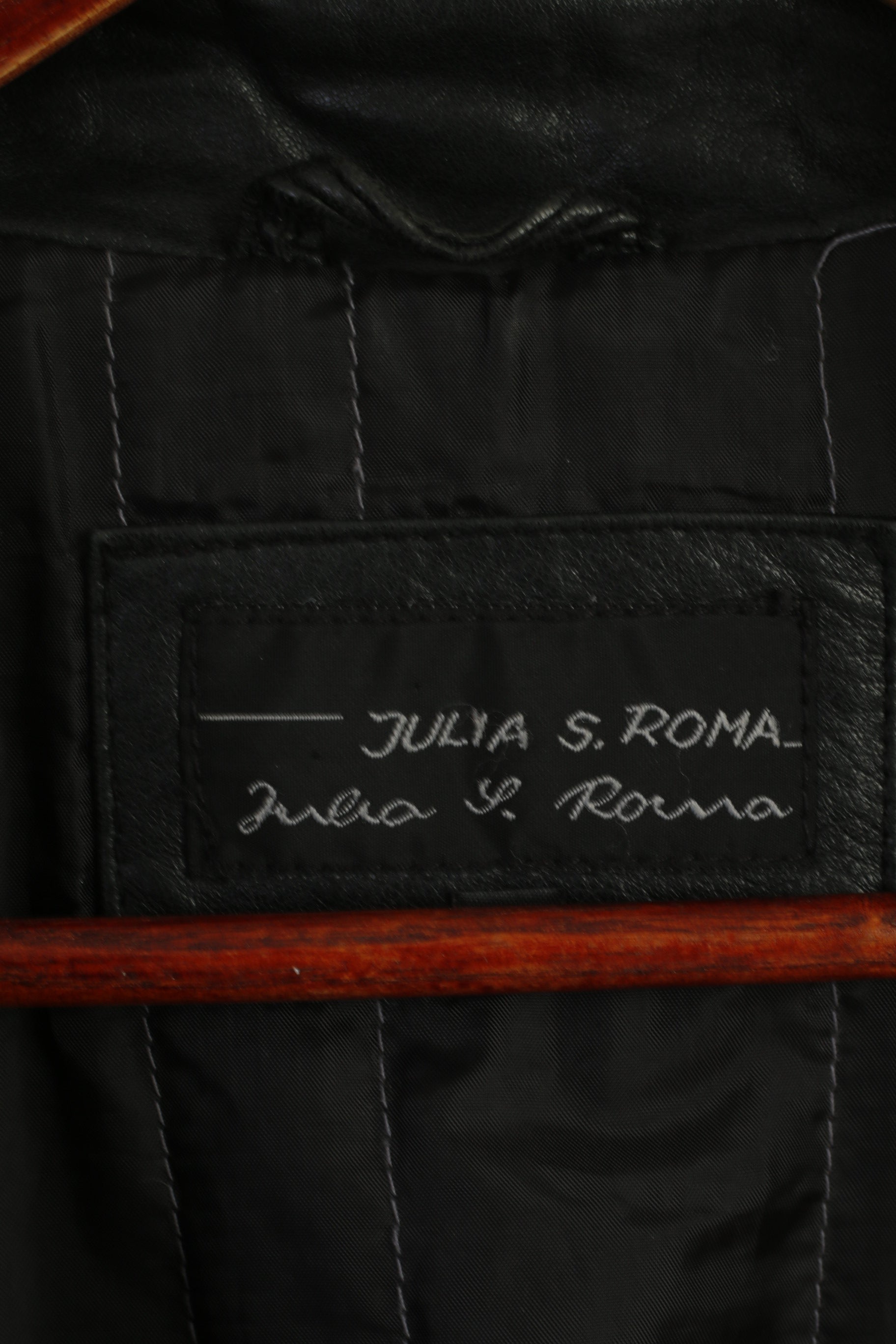 Julia S. Roma Women 42 L Jacket Vintage Black Leather Soft Long Zip Up Top