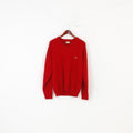 Lacoste Men XL Jumper Red Long Sleeve Cotton V Neck Winter Top