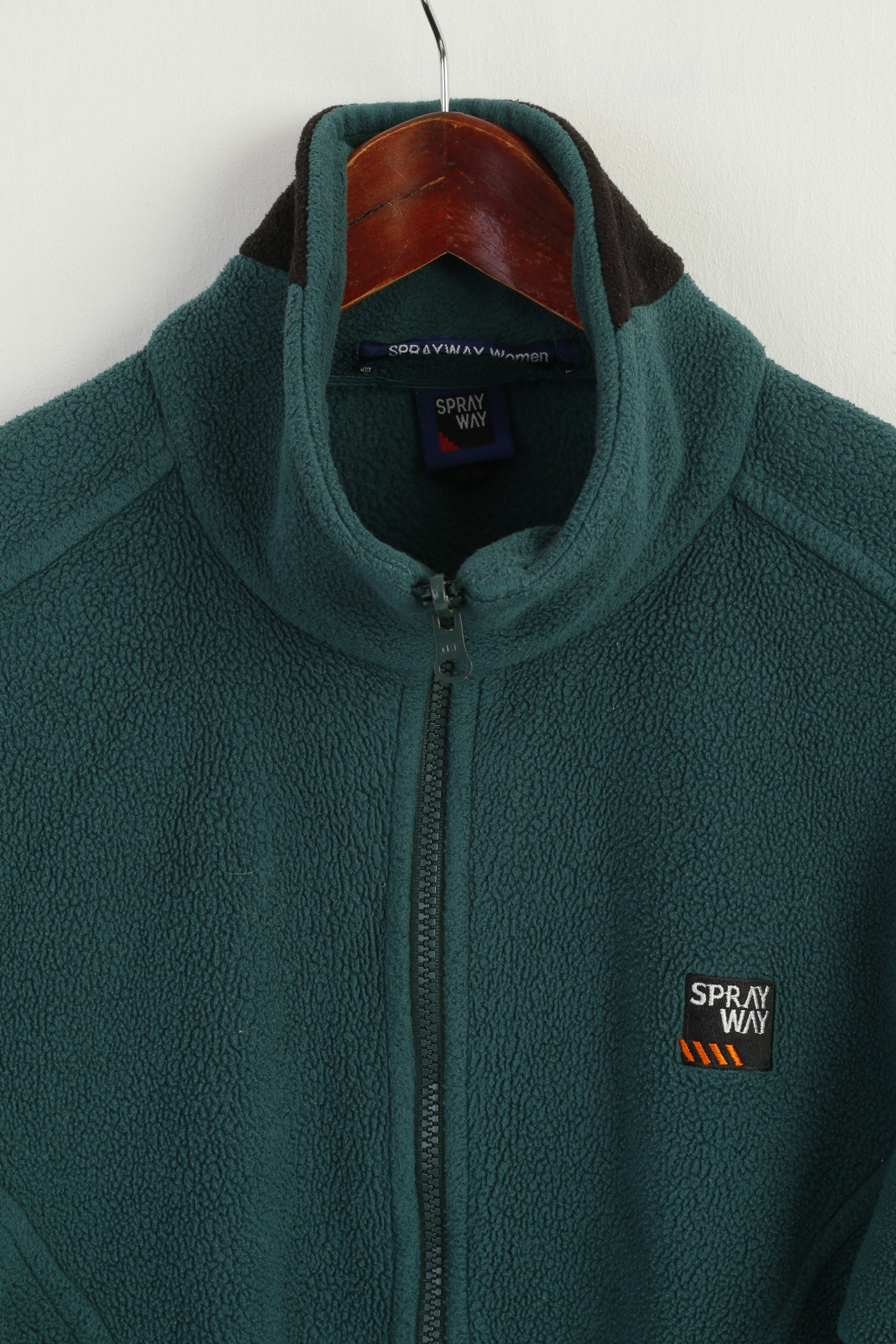 Spray Way Women S Fleece Top Green Vintage Warm Full Zipper Outdoor Top